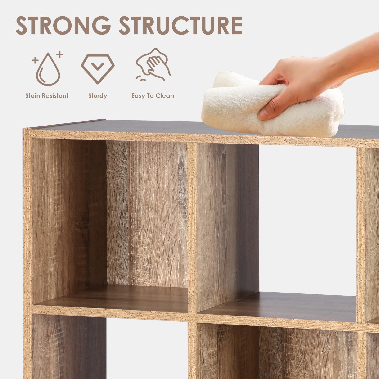 6-Cube Storage Organizer Shelf - Closet Cabinet & Bookshelf Organizer for Living Room, Bedroom, Office - Oak Wood - Perfect for Home Organization & File Storage