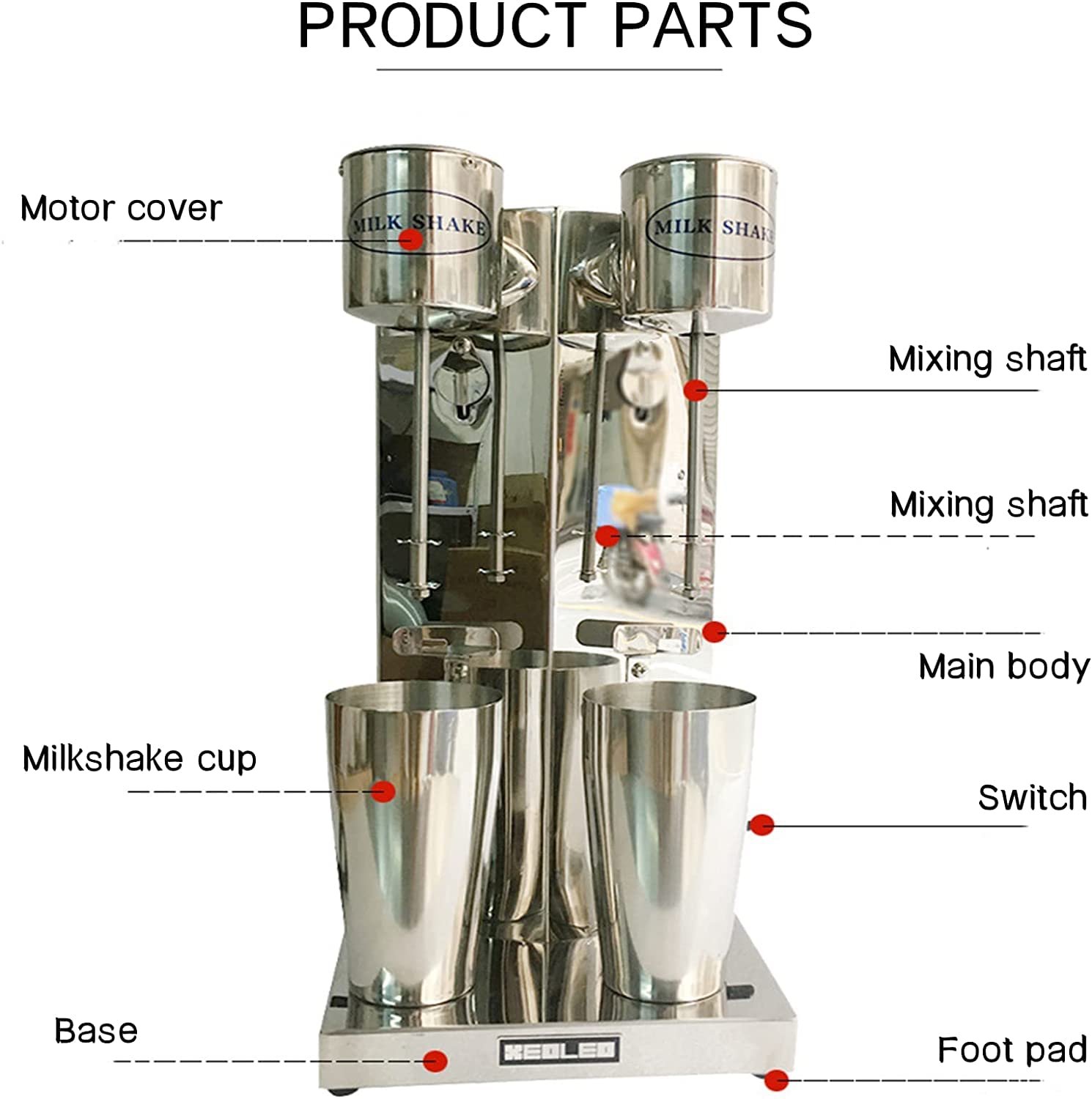 Commercial Electric Milkshake Mixer Maker - Double Head Stainless Steel Milk Shaker for Frozen Smoothies, Soft Ice Cream & Malt Drinks (180W x 2) - Perfect for Restaurants, Cafes & Dessert Shops