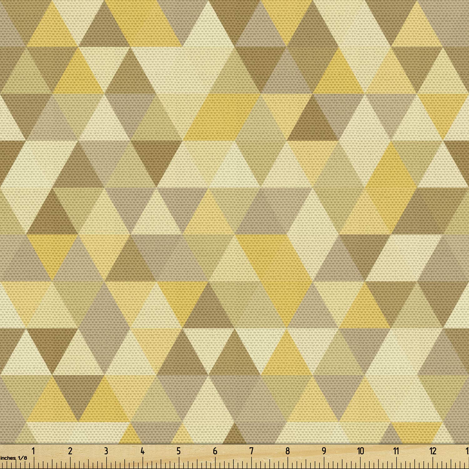Ambesonne Yellow Brown Fabric by The Yard - Monotone Triangle Polygonal Art Design for Upholstery, Curtains & Home Decor (10 Yards, Coffee Yellow) | Perfect for DIY Projects, Sofa Covers, Throw Pillows & Wall Hangings
