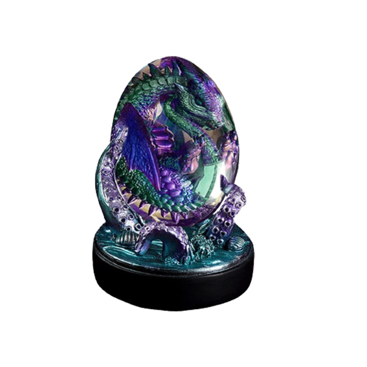 2022 New Luminous Purple Dragon Egg with Octopus Holder - Transparent Epoxy Crystal Embryo Statue, Glow in The Dark Desktop Decor for Fantasy Lovers & Collectors | Perfect for Home Office Display, Gift Giving & Meditation Spaces