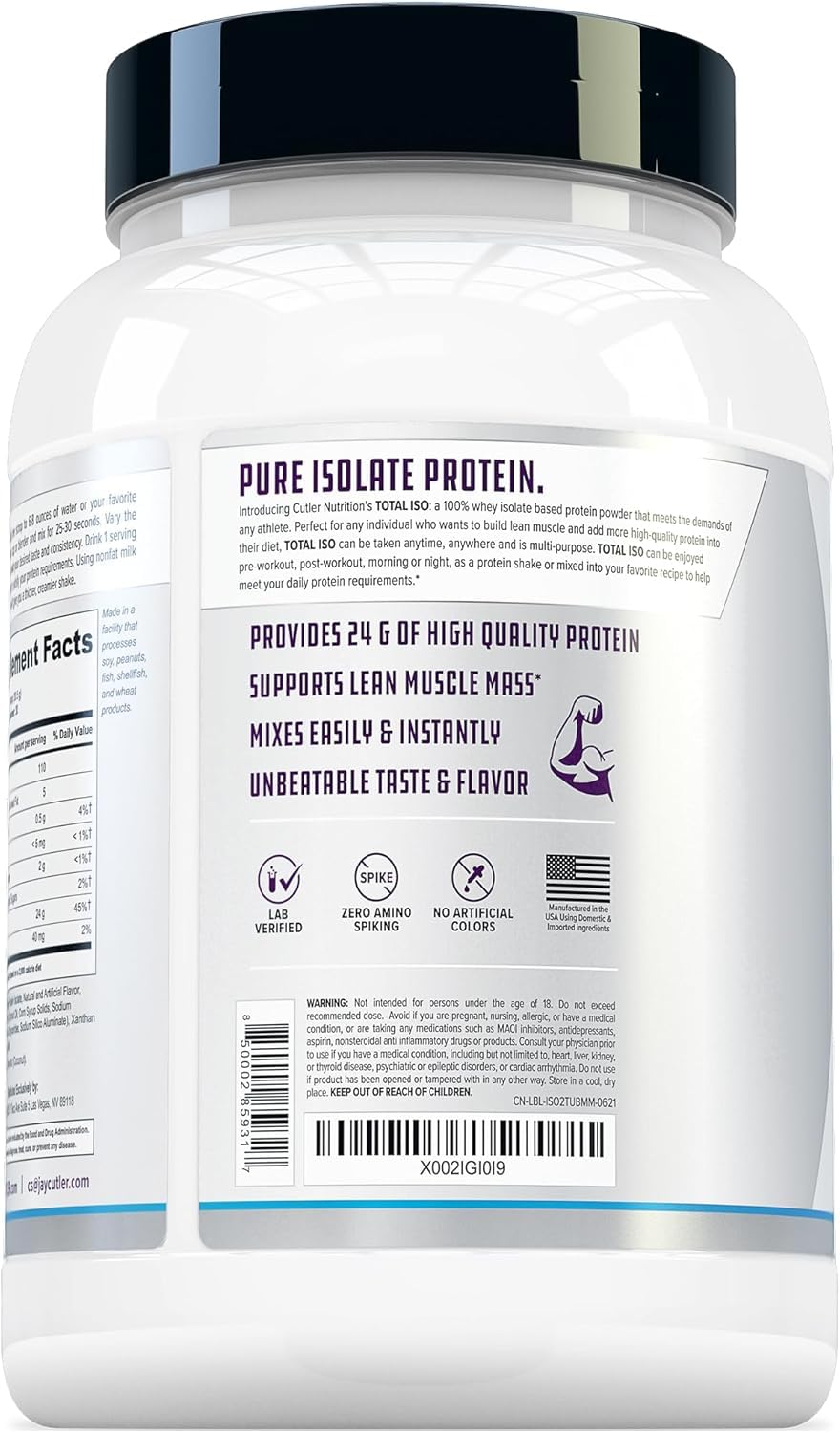 Cutler Nutrition Total ISO Whey Isolate Protein Powder - Best Tasting 100% Whey Protein Shake for Post Workout Recovery, Marshmallow Rice Cereal Flavor, 2lb | Muscle Building & Recovery for Athletes & Fitness Enthusiasts