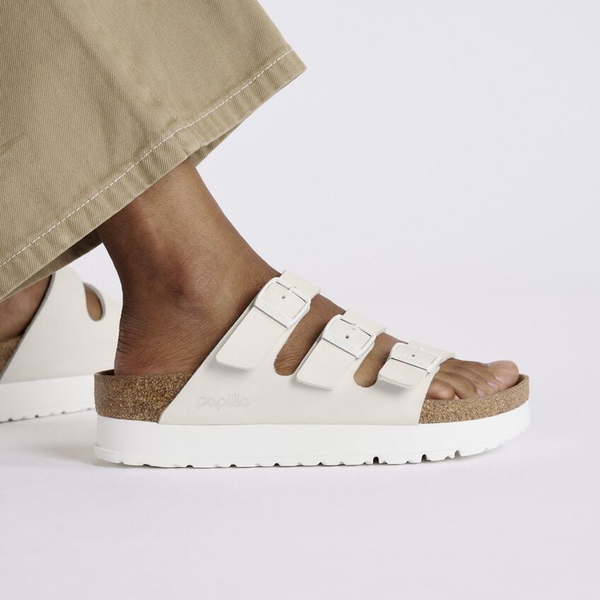 Birkenstock Florida Platform Vegan Sandals in Eggshell - Comfortable & Stylish for Women | Perfect for Casual Wear, Beach Outings & Summer Fashion