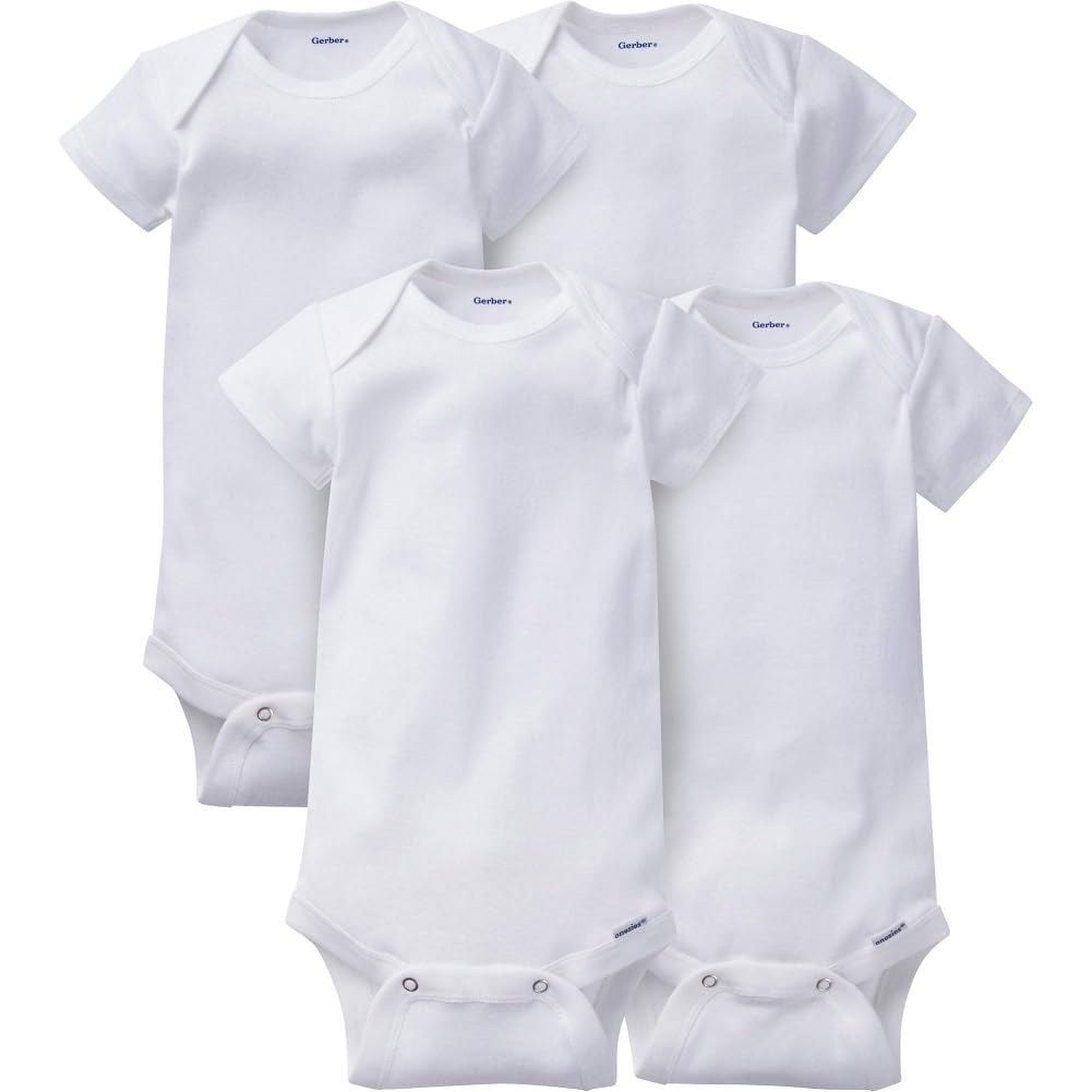 Gerber Baby Boys 4-Pack Cotton Onesies Bodysuits - Soft Comfortable Newborn & Infant Outfits for Everyday Wear, Playtime & Sleep