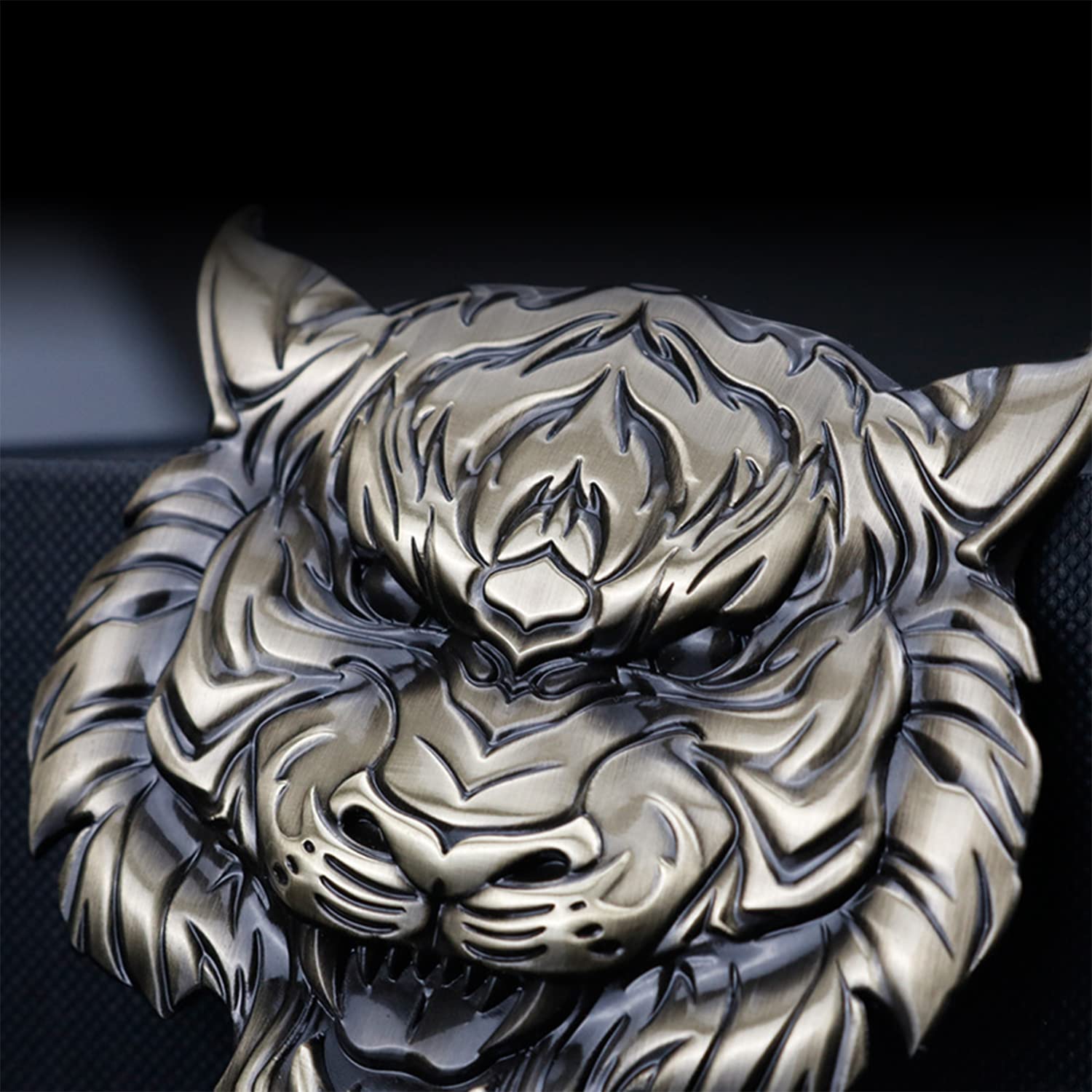 3D Tiger Face Metal Car Emblem - Animal Themed Auto Badge & Decorative Sticker for Rear Tail | Unique Vehicle Accessories for Car Enthusiasts & Wildlife Lovers | Perfect for Personalizing Your Ride, Truck, or SUV