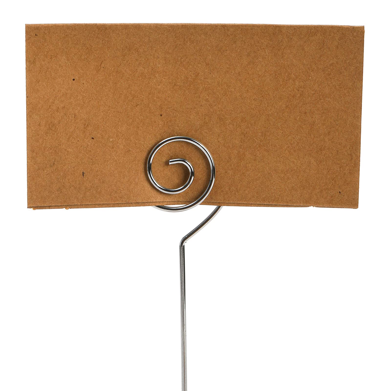 Tosnail 50 Pack Rustic Wooden Place Card Holders with Kraft Paper Cards - Wedding, Party, Table Number & Photo Display Stands - Spiral Wire Design for Elegant Events
