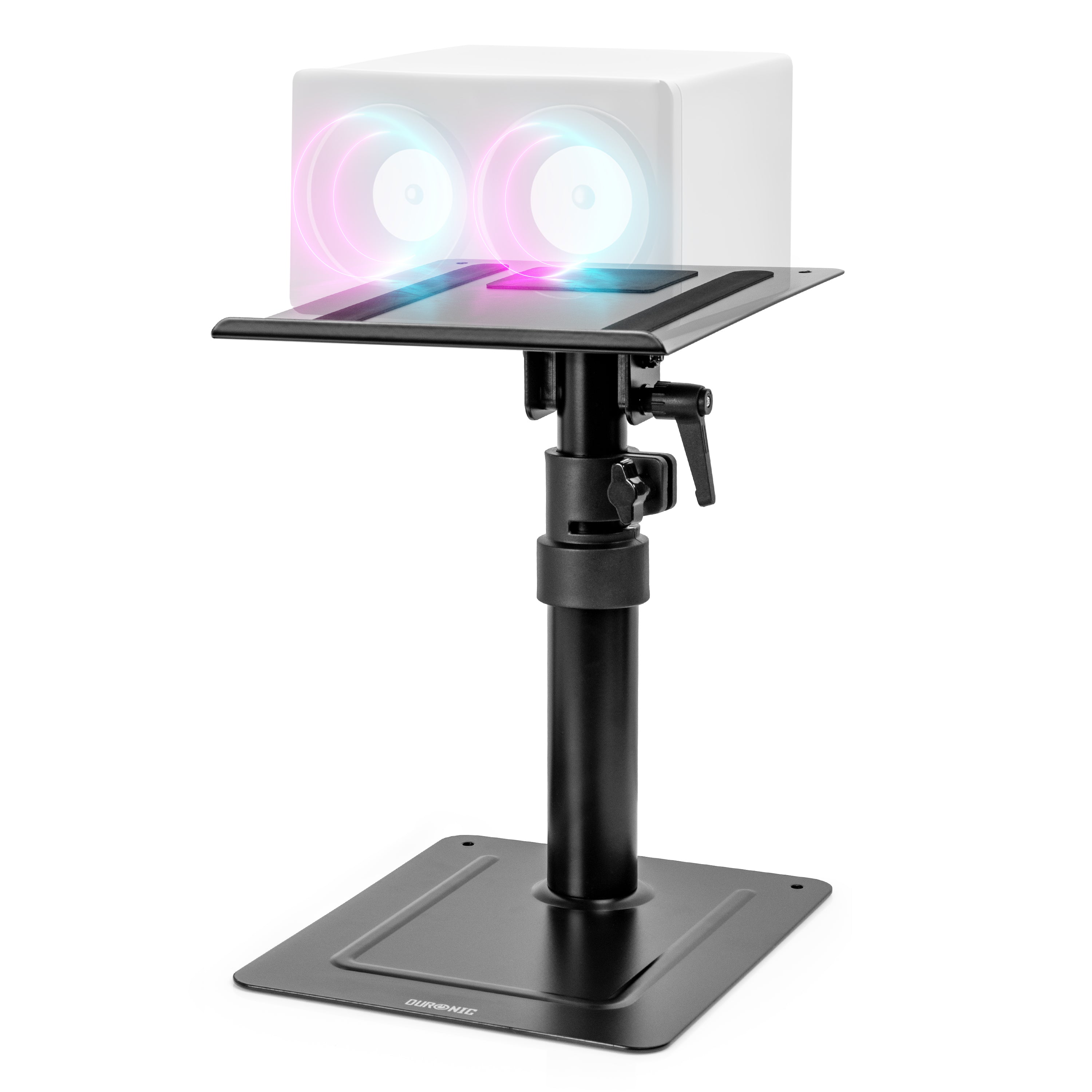 Duronic SPS20 Adjustable Speaker Stands - Height & Tilt Desk Mount for Bookshelf Speakers | Home Theater, Gaming & Music Studio Setup | Perfect for PC, TV & Audio Systems