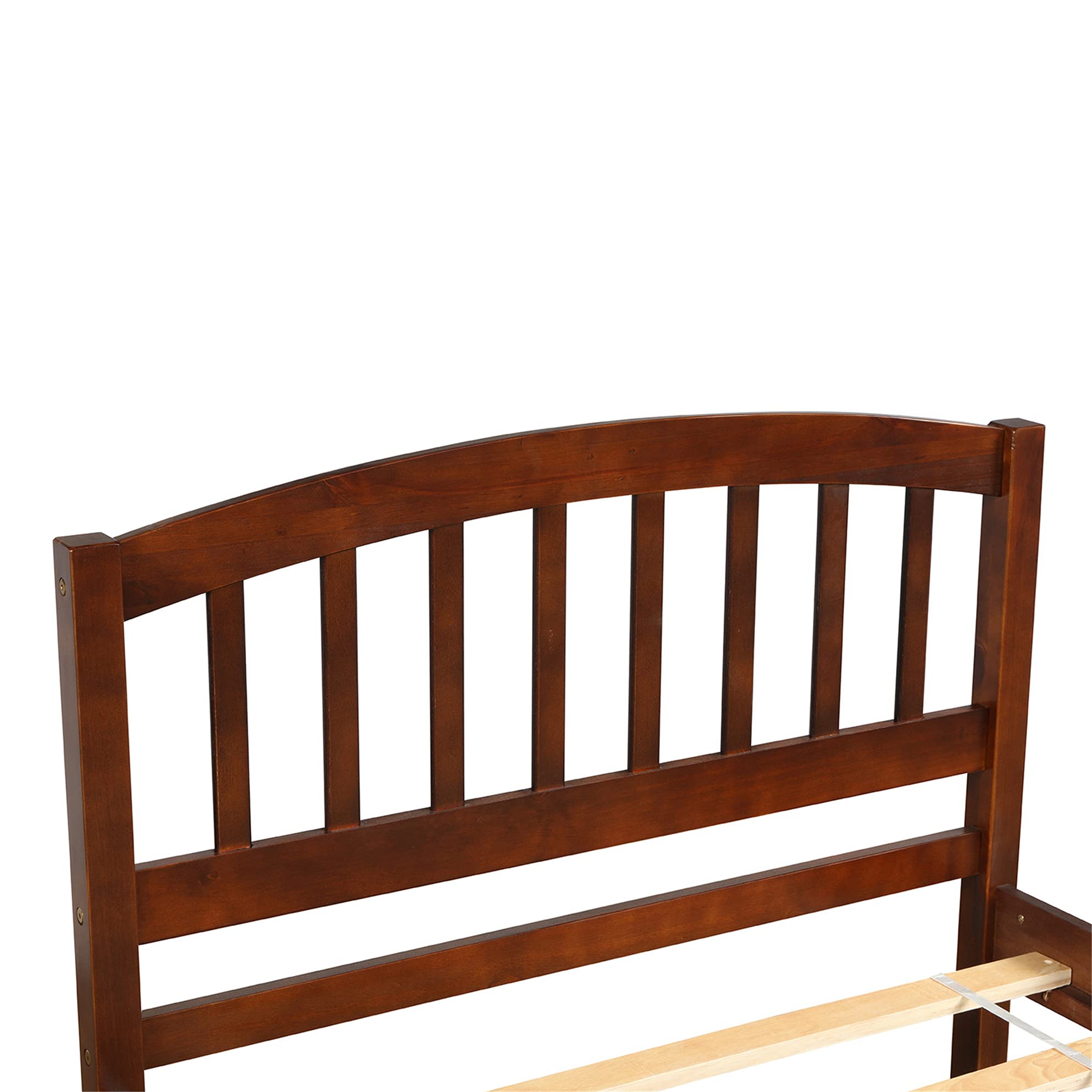 Harper & Bright Designs Twin Size Wooden Platform Bed with Trundle & Headboard - Sturdy Kids Bed Frame in Walnut Finish for Small Spaces, Guest Rooms & Children's Bedrooms