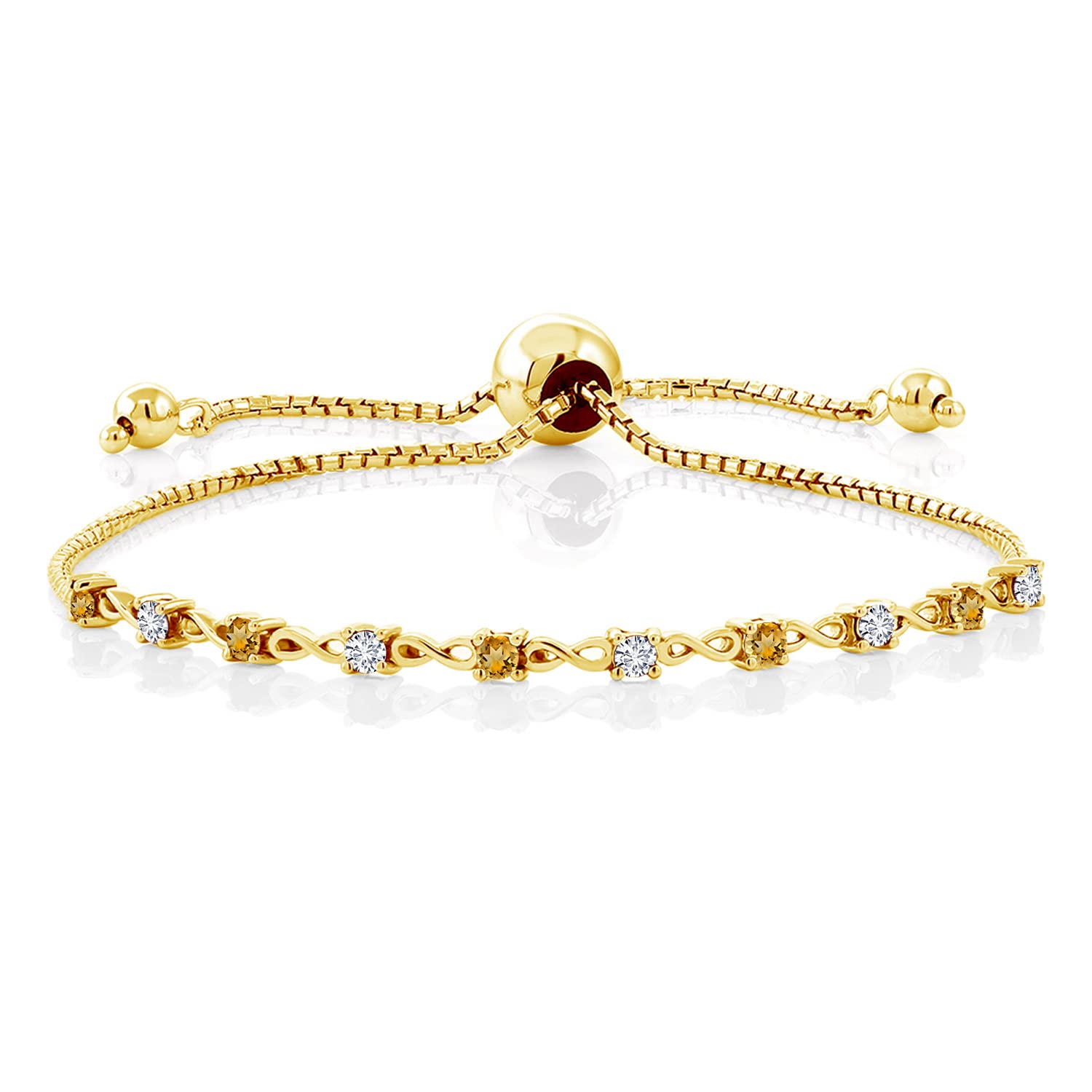 0.68Ct Yellow Citrine & Lab Diamond Bracelet for Women - Elegant 18K Gold Plated Silver Jewelry for Parties & Gifts