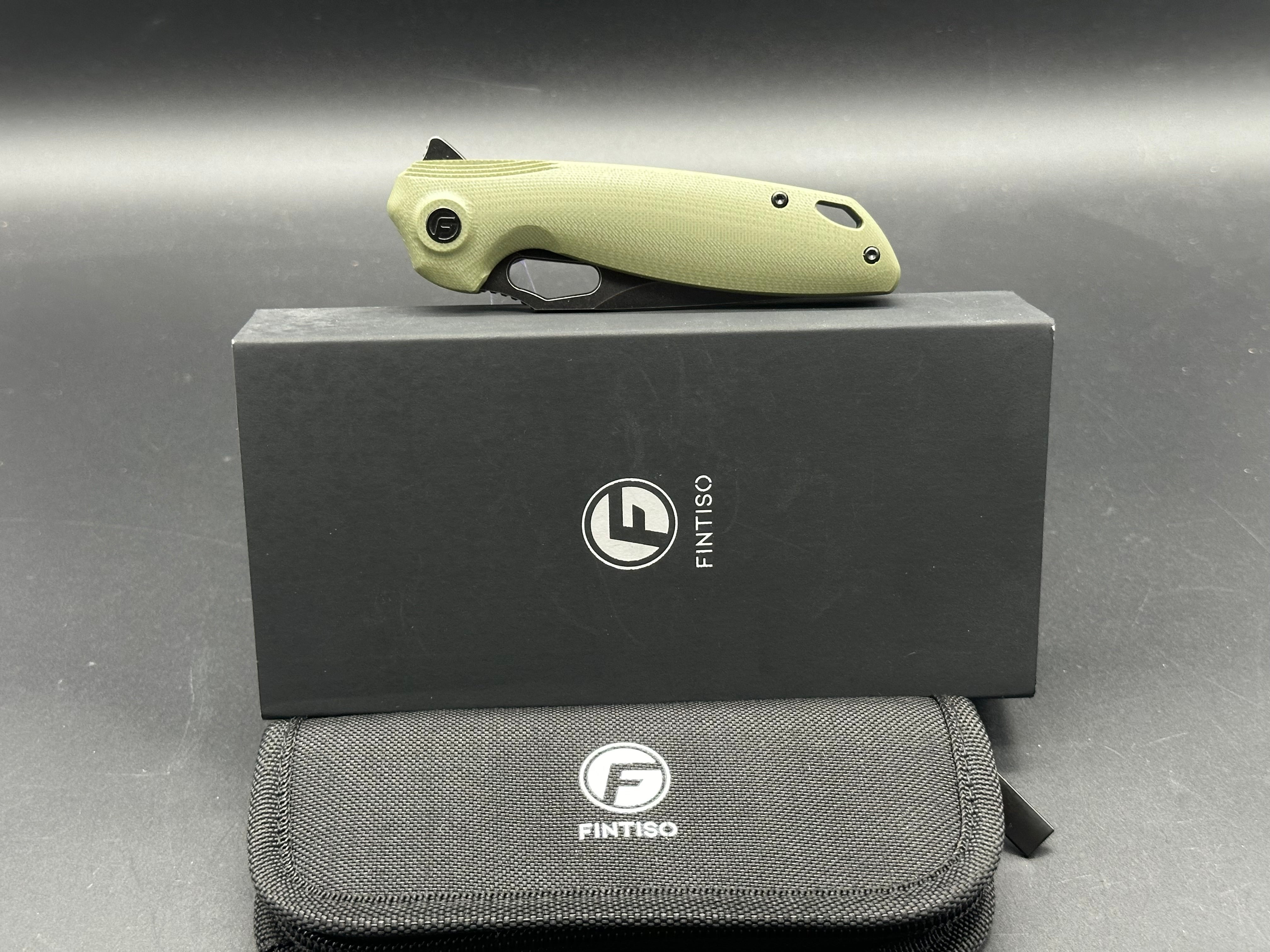 FINTISO ATLAS OLIVE 3.38 Inch Folding Pocket Knife with 14C28N Stainless Steel Blade - Perfect for Camping, Hiking, and Everyday Carry (EDC)