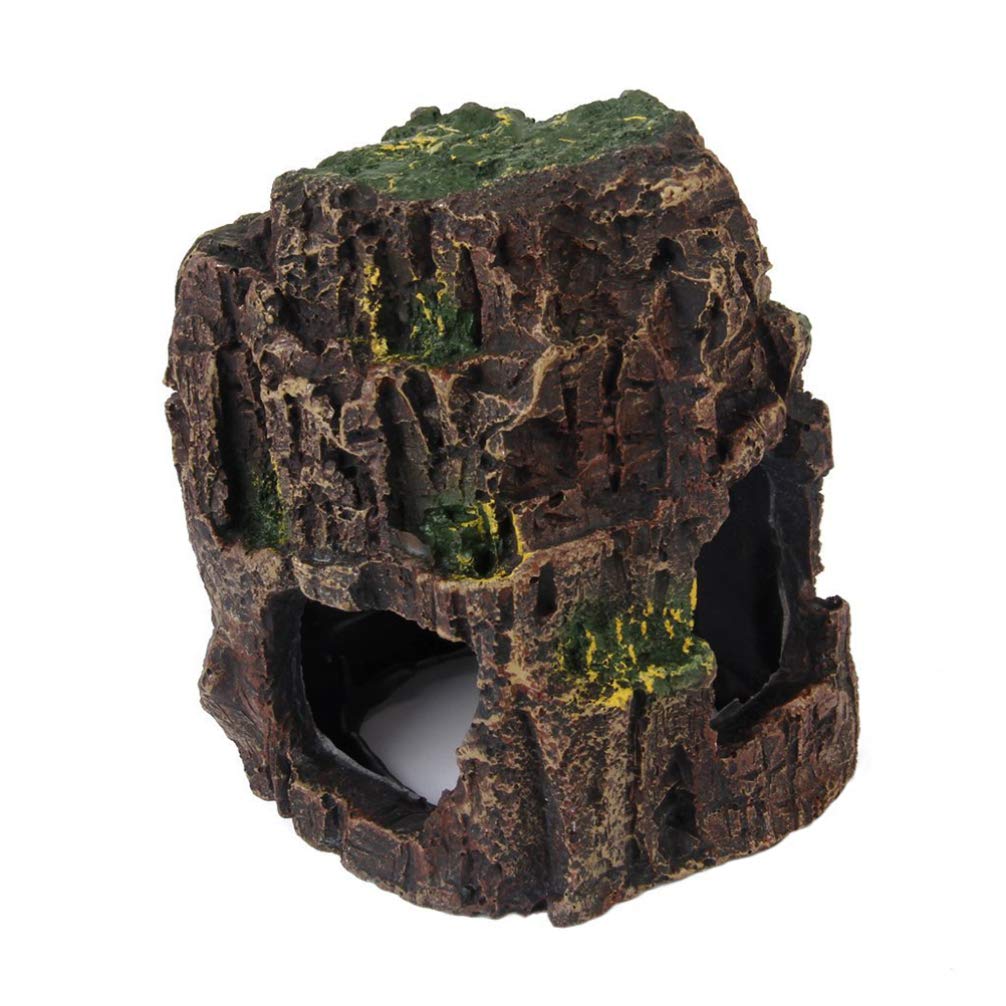 WINOMO Fish Hideout Resin Tree Trunk - Betta Fish & Shrimp Shelter for Aquarium Decor (Grey) - Perfect for Small Fish Tanks