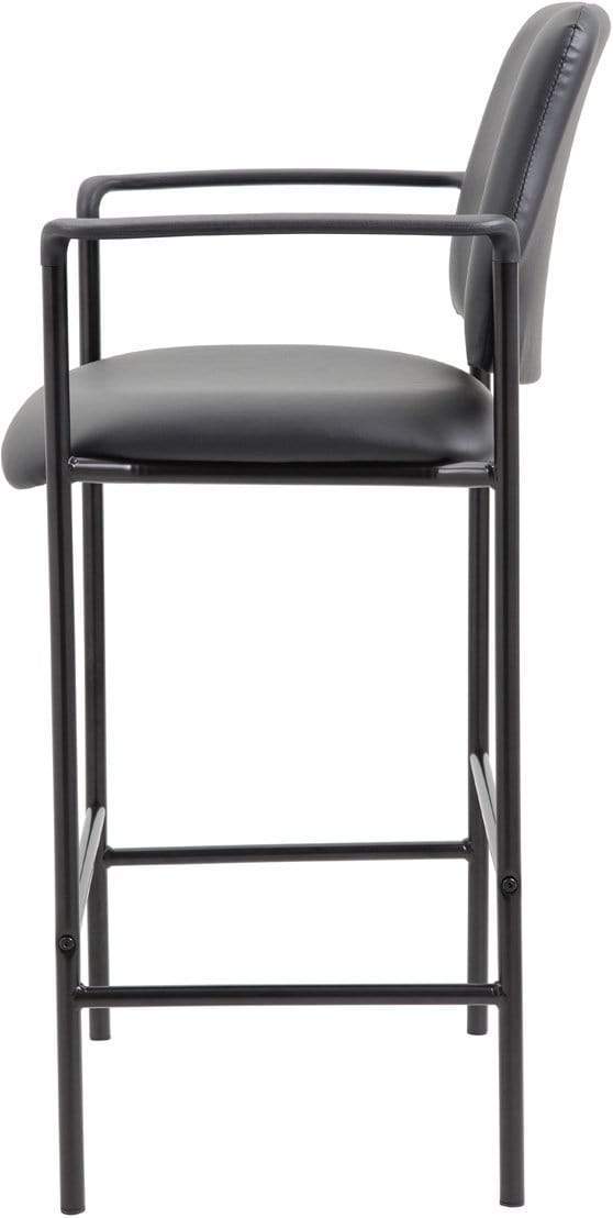 Premium Black Caressoft Boss Square Back Diamond Stool with Arms - Modern Office Chair, Bar Stool & Home Decor - Perfect for Executive Offices, Game Rooms & Lounge Areas [B169503 CS]