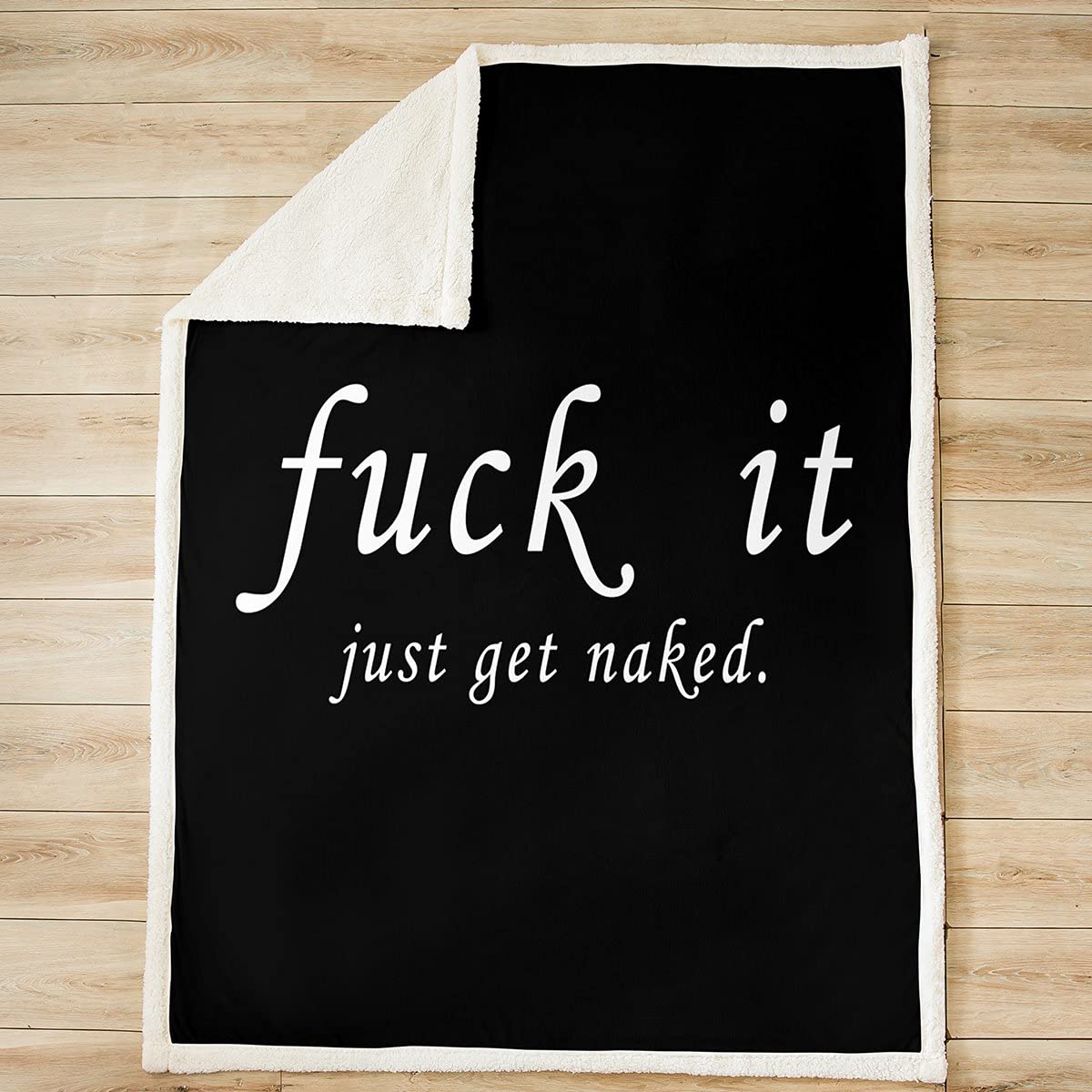 Funny Get Naked Sherpa Fleece Blanket - Soft Plush Couples Throw with Romantic Quotes, Black & White Creative Design for Couch, Bed & Room Decor (King Size 87x95 Inches) - Perfect for Snuggling, Gifts & Cozy Nights