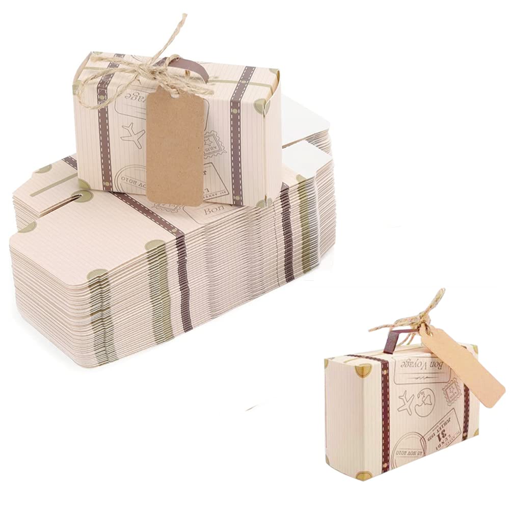 Vintage Suitcase Wedding Candy Box Favor - 50PCS Wedding Party Decoration - Perfect for Bridal Showers, Anniversary Celebrations & Birthday Party Favors
