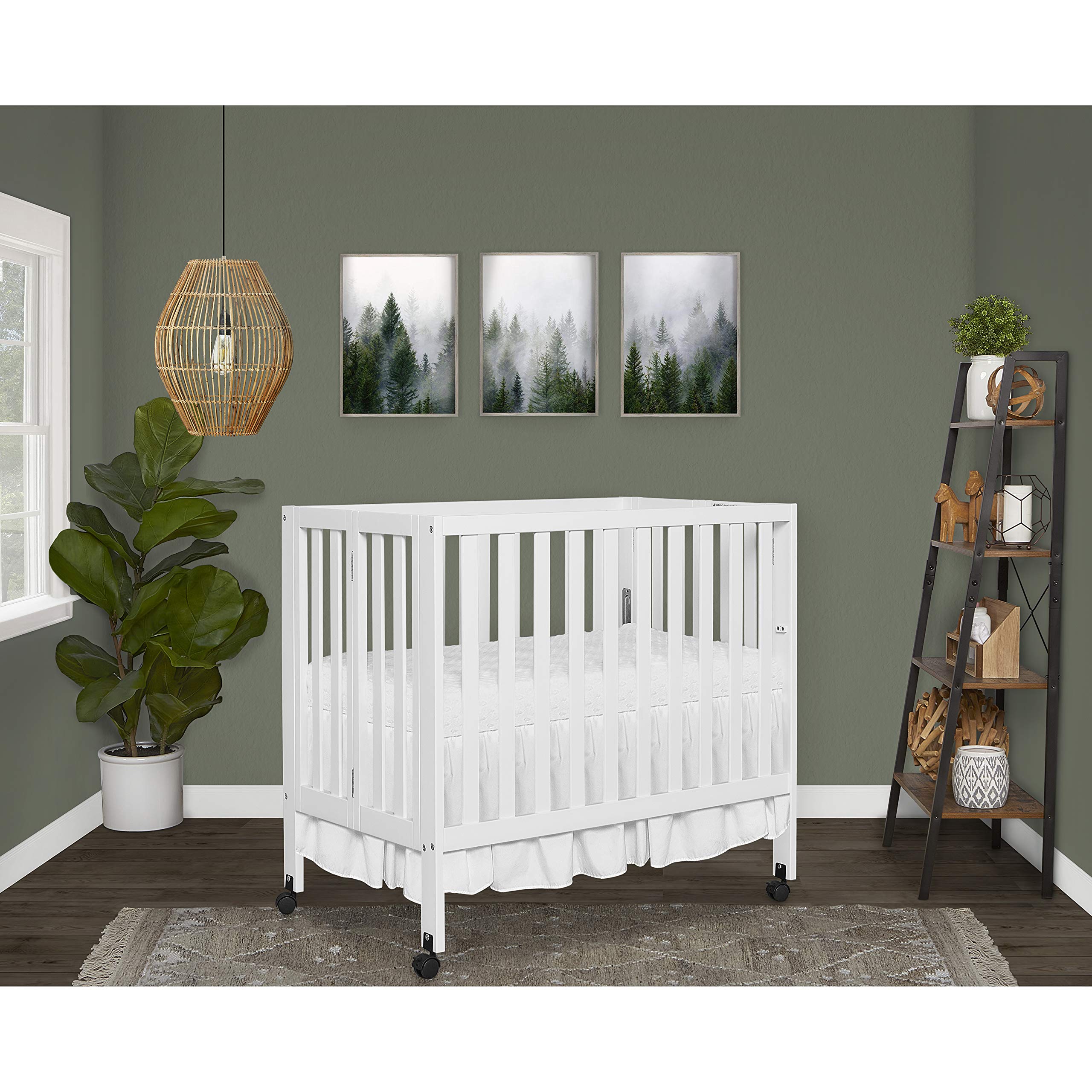 Dream On Me Jett Non-Full Size Folding Convertible Crib - Lightweight Portable Baby Crib with 3 Adjustable Mattress Heights | Easy Fold Travel Crib for Nursery & On-the-Go | Includes 1.5