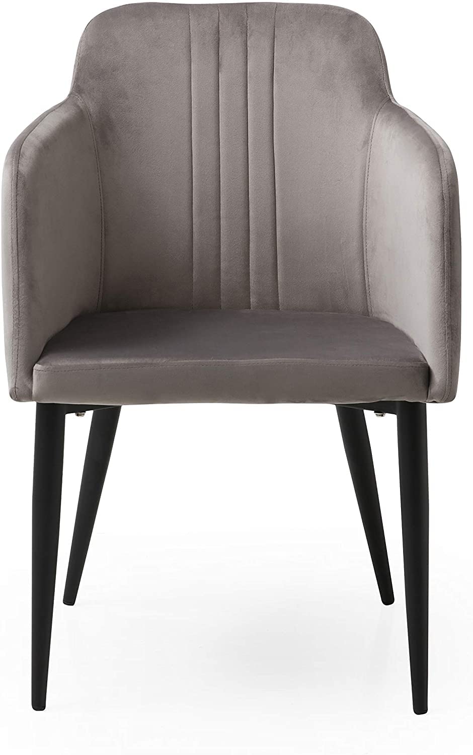 AC Pacific Jason Accent Chairs Set of 2 - Soft Upholstered Modern Armchairs with Black Metal Legs for Living Room, Bedroom & Home Office - Fossil Gray | Stylish & Durable Seating for Relaxing, Reading & Entertaining Guests