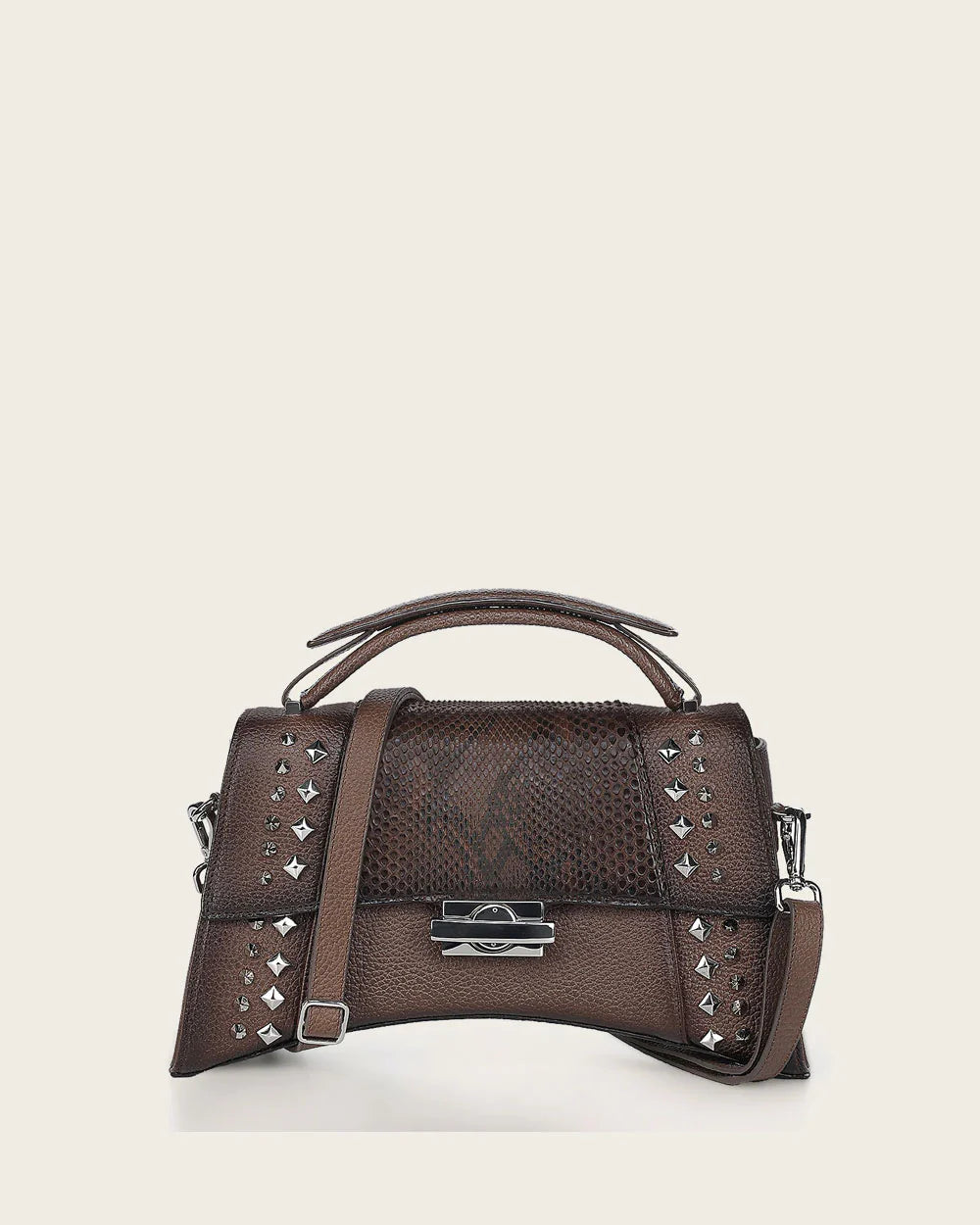 Stylish Brown Python Skin Shoulder Bag for Women - Fashionable Casual Handbag - Perfect for Everyday Use, Work, and Evening Outings