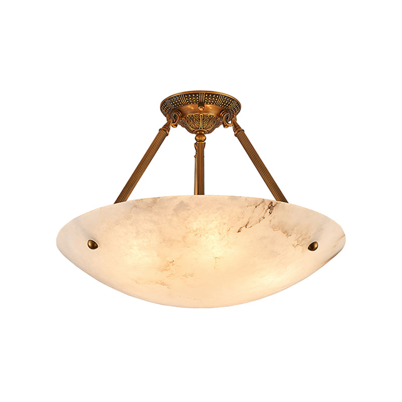 Alabaster Bowl Ceiling Light Fixture - Modern Handcrafted Stone Pendant Lamp for Dining Room, Living Room & Bedroom Lighting