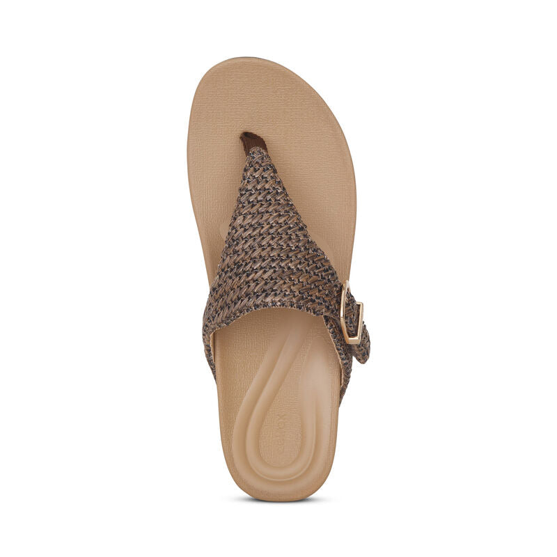 AETREX KATE Thong Wedge Sandals for Women - Comfortable Summer Shoes with Arch Support | Perfect for Beach, Pool, Vacation & Casual Outings