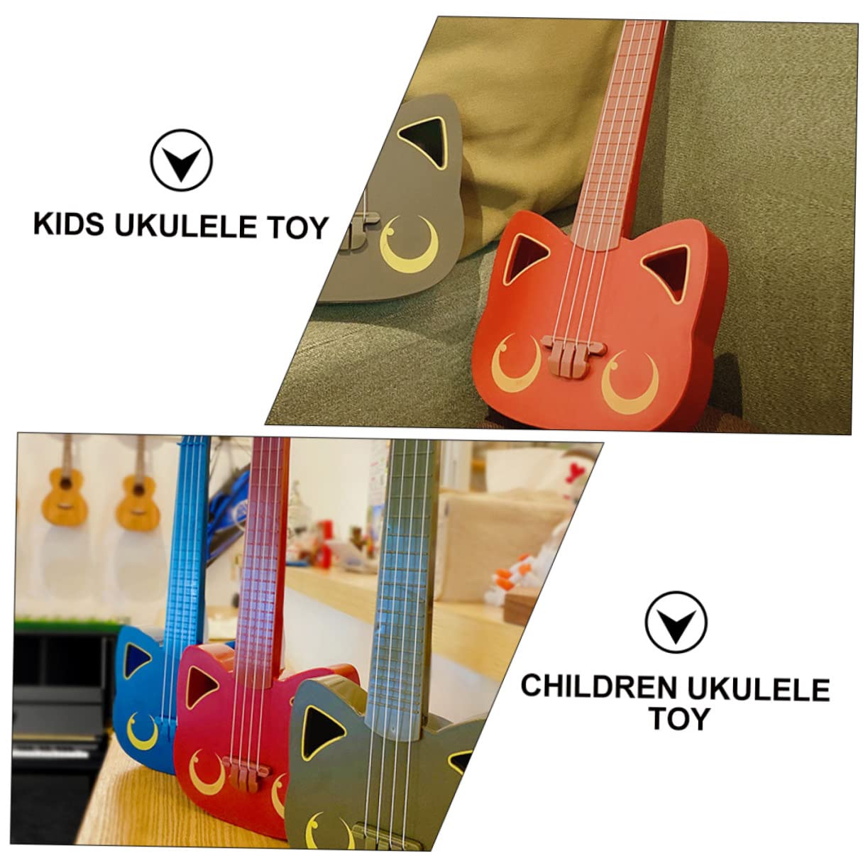 MUSISALY 1-Piece Mini Plastic Ukulele Toy Guitar for Toddlers & Kids - Beginner Musical Instrument for Children, Red - Perfect for Early Music Education, Birthday Gifts & Pretend Play