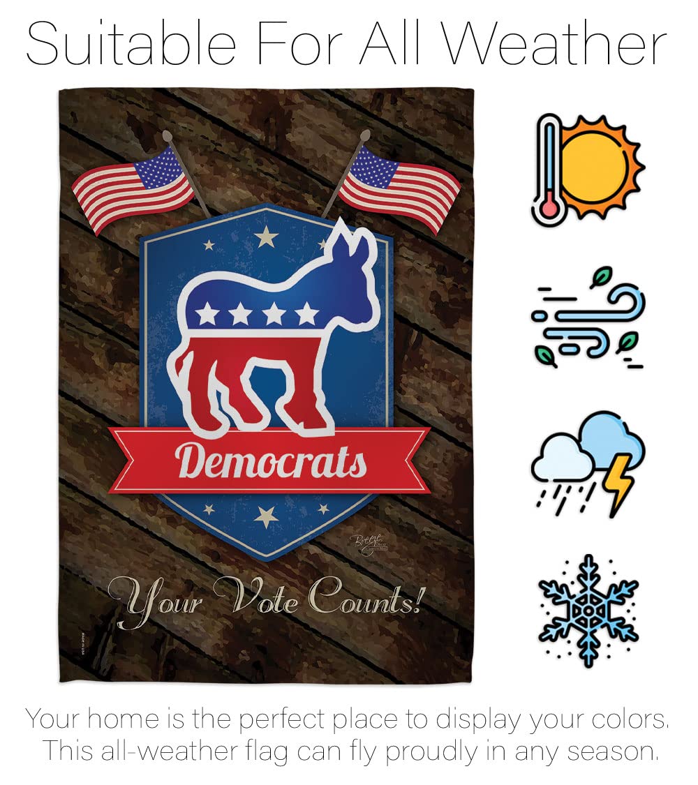 Democrats Patriotic House Flag Set 28x40 with Flagpole - Outdoor Decor