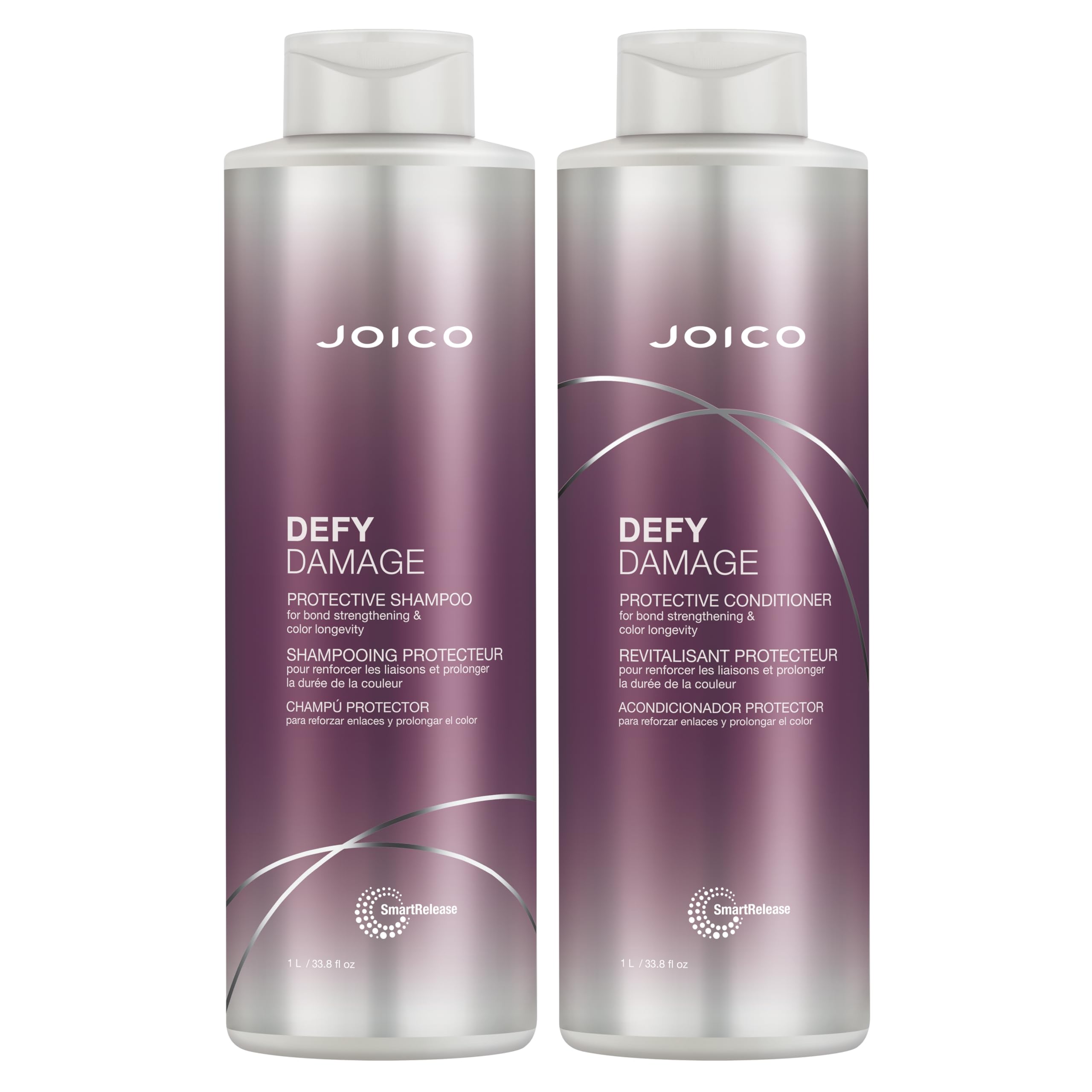Joico Defy Damage Protective Shampoo & Conditioner Set for Color-Treated Hair - Strengthens Hair Bonds & Protects Color with Moringa Seed Oil & Arginine - Ideal for Daily Hair Care & Salon-Quality Results at Home