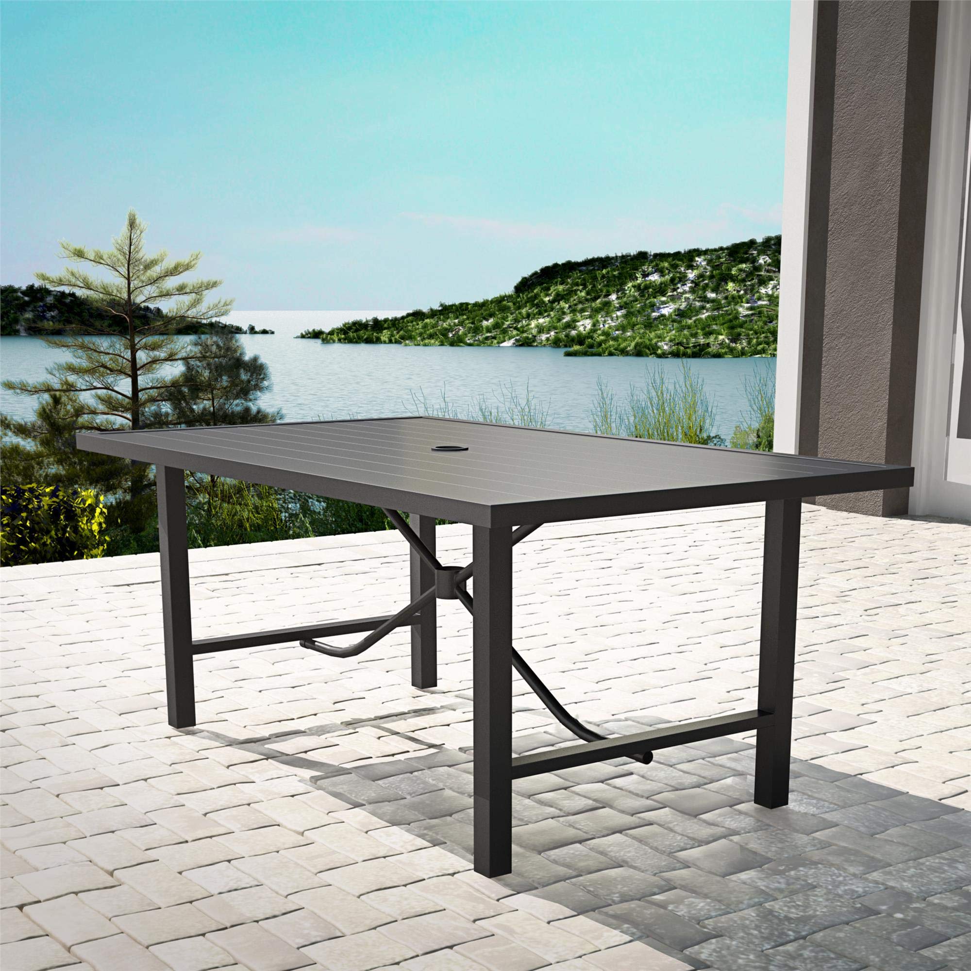 COSCO Outdoor Living 88682NBCE Patio Dining Table - Weather-Resistant Charcoal Finish for Backyard, Garden & Poolside Gatherings