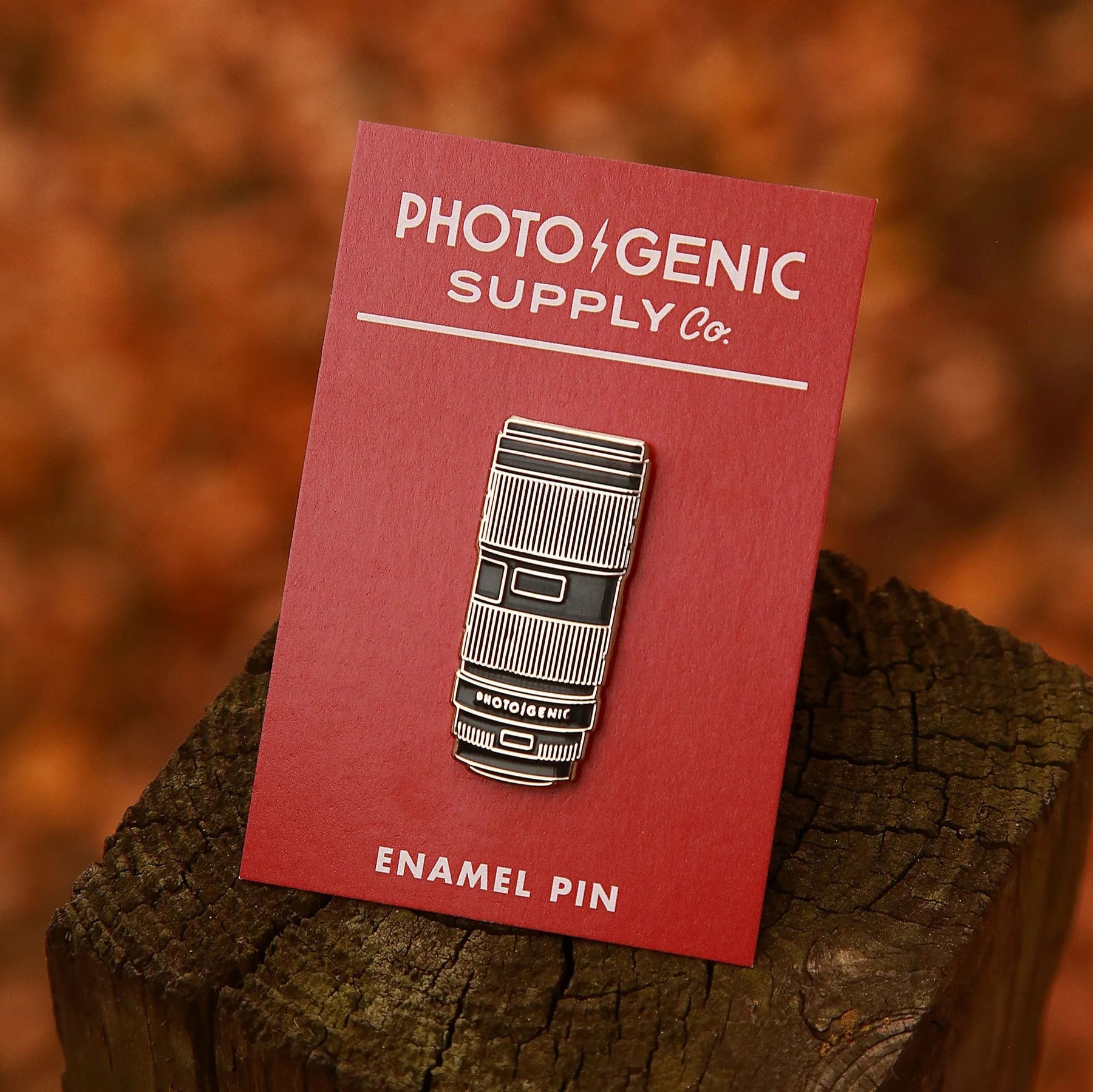 Photogenic Supply Co. Silver Telephoto Camera Lens Enamel Pin - Collectible Photography Accessory for Hats, Bags & Jackets