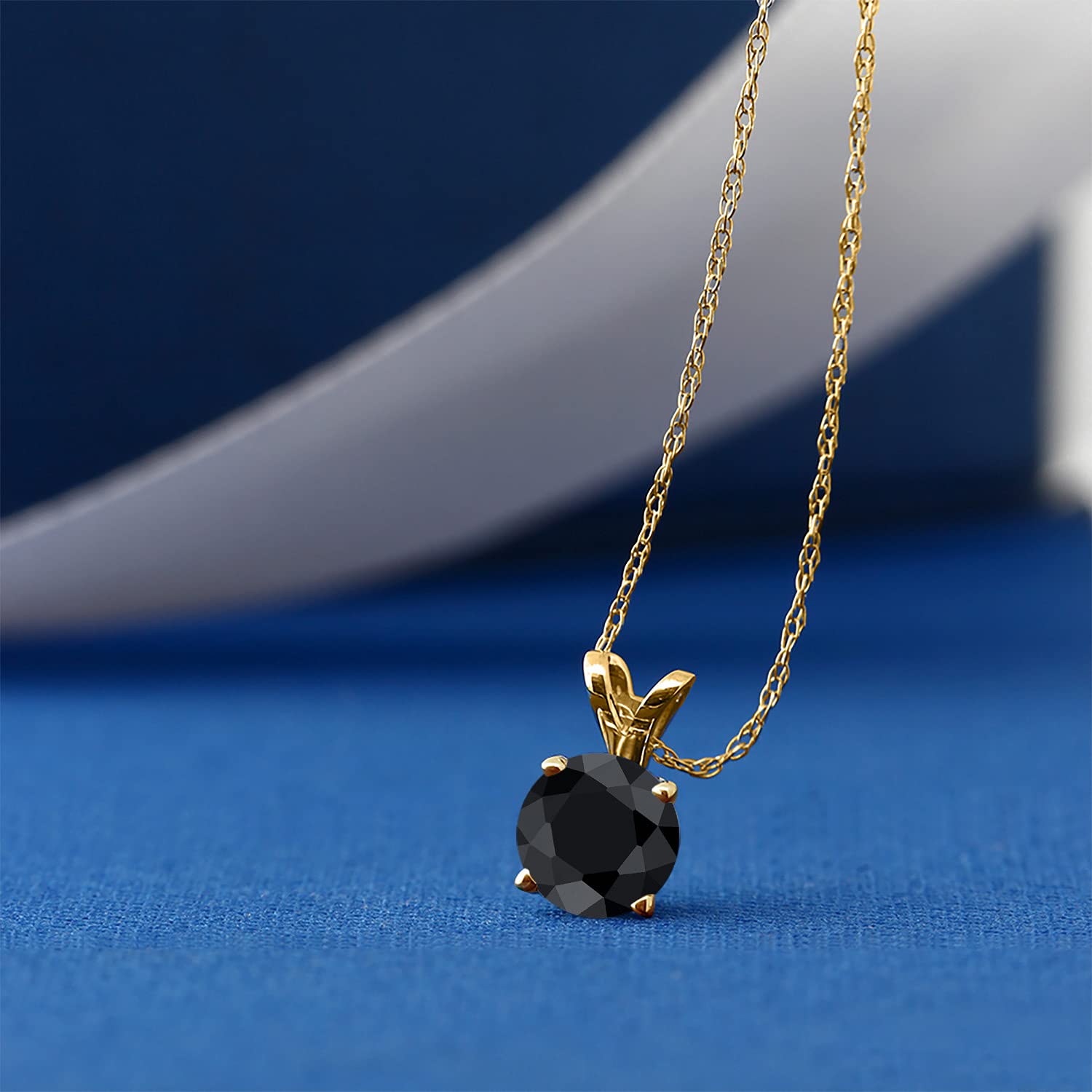 Gem Stone King Solid 14K Gold 6MM Round Birthstone Pendant Necklace for Women - 4-Prong Setting with 18 Inch Gold Chain | Elegant Jewelry Gift for Birthday, Anniversary & Special Occasions