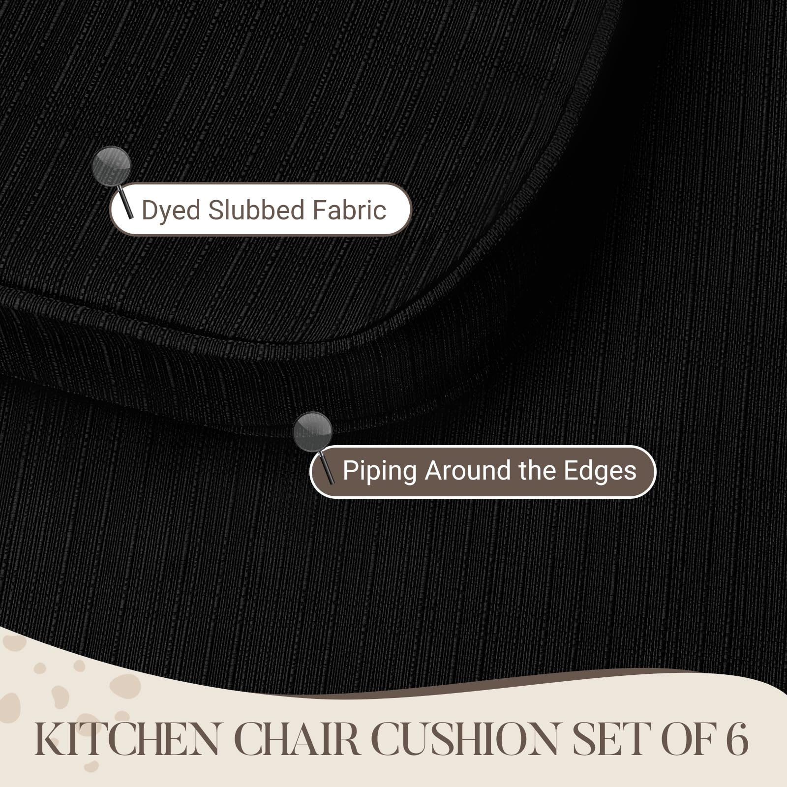 Premium D-Shaped Dining Chair Cushions Set of 6 - 2.5