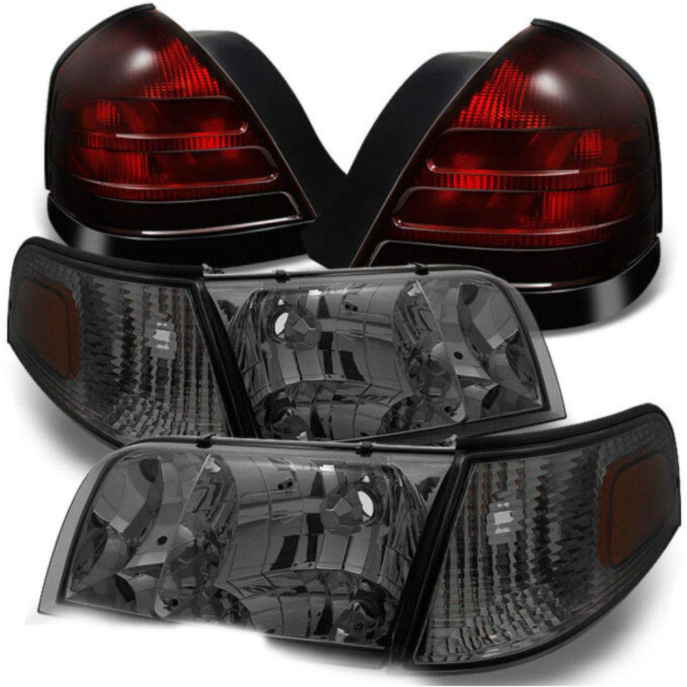 Smoke Headlights & Dark Red Tail Lights Replacement - Compatible with FO2800160, 8W7Z13405B, 8W7Z13404B, FO2800176, FO2801176 - Perfect for Car Customization & Night Driving Safety