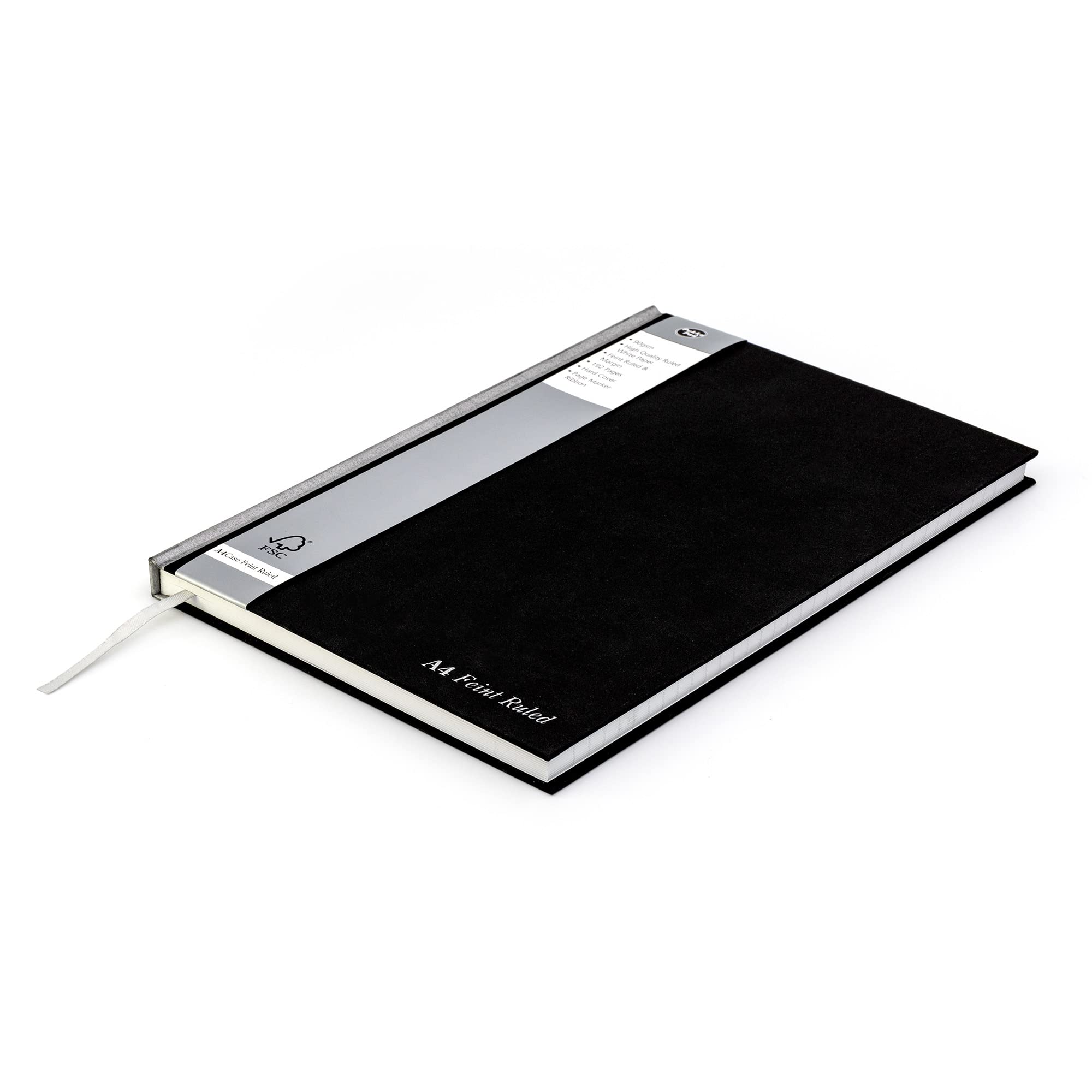 Pukka Pad Black Linen A4 Hardback Notebook - Pack of 5 with 192 Pages, 90GSM Lined Paper, 8mm Ruled Margin - 29.7x21cm for Office, School & Journaling - Premium Writing Notebooks for Professionals & Students
