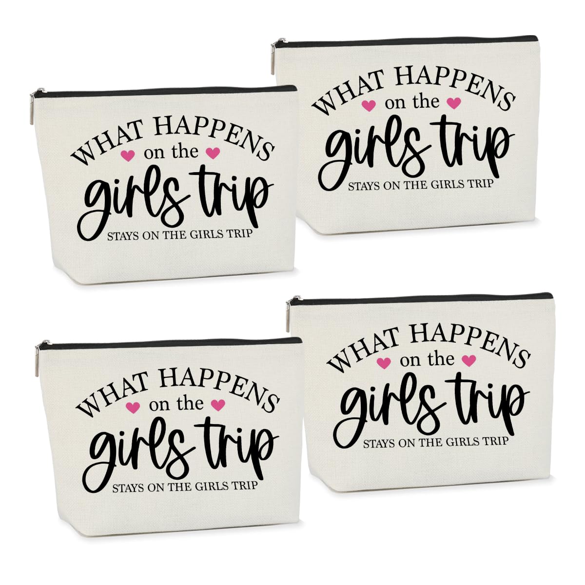 4 Pcs Girls Trip Gifts for Women - Makeup Bag Cosmetic Travel Organizer for Female, Lady, Daughter, Friend, Coworker, Niece - Perfect for Weekend Getaways, Vacation, Christmas & Birthday Presents - Ideal for Bachelorette Parties, Spa Days & Travel Essentials Storage