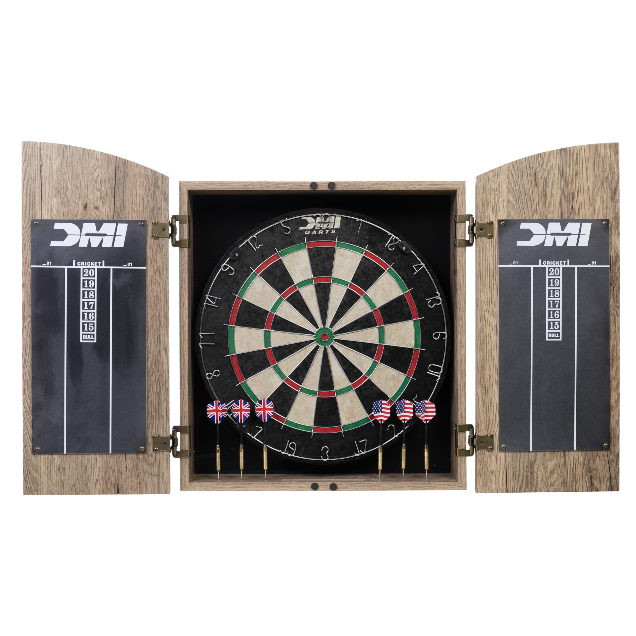 DMI Sports Dublin Bristle Dartboard Cabinet Set - Professional Regulation Size Dart Board with Cabinet, Chalkboard & Darts - Perfect for Game Rooms, Bars & Home Entertainment