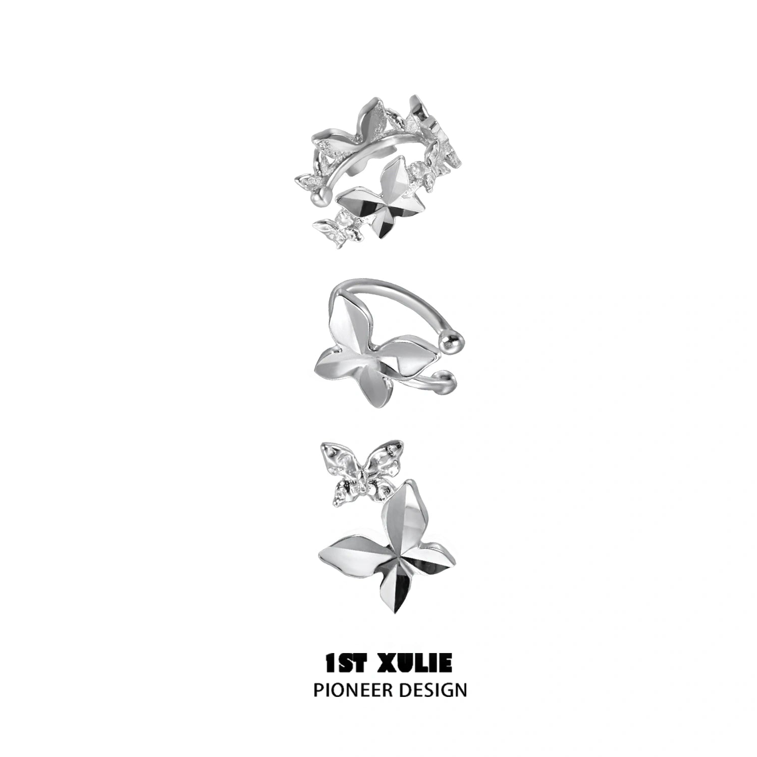 Whiterfly S925 Sterling Silver 18K Platinum Plated Butterfly Earrings - Hypoallergenic Clip-On Earrings for Women, Perfect for Weddings, Parties & Everyday Wear