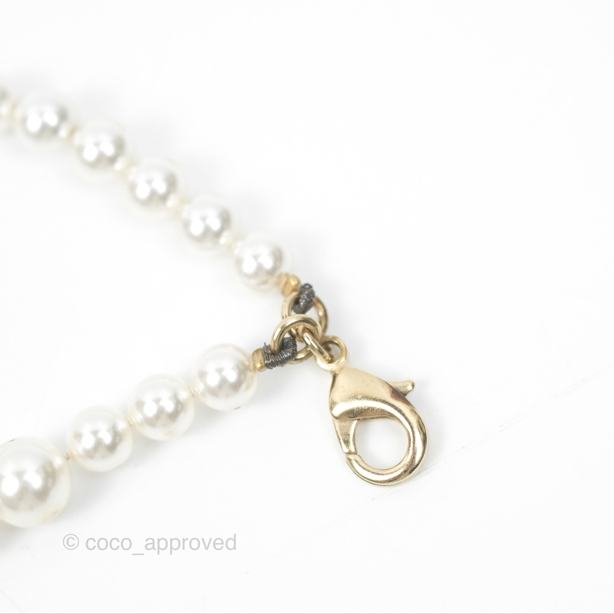Chanel CC Pearl Double Strand Necklace 17K Gold Tone - Elegant Layered Pearl Jewelry for Women, Perfect for Parties, Weddings & Special Occasions