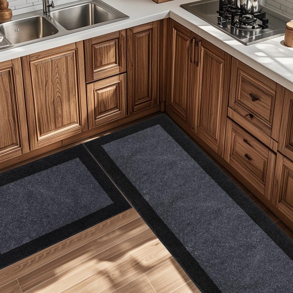 Machine Washable Non-Slip Kitchen Rugs Set of 2 (24