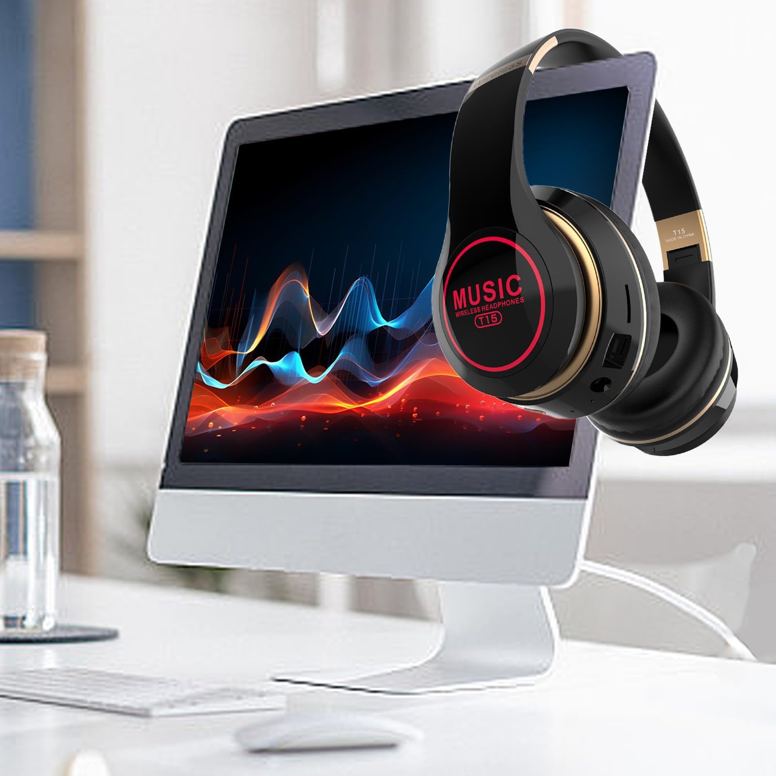 Wireless Bluetooth Headphones with Active Noise Cancelling - Over Ear Bass Stereo Sound Headphones for Music Playback | Perfect for Travel, Workouts, and Office Use