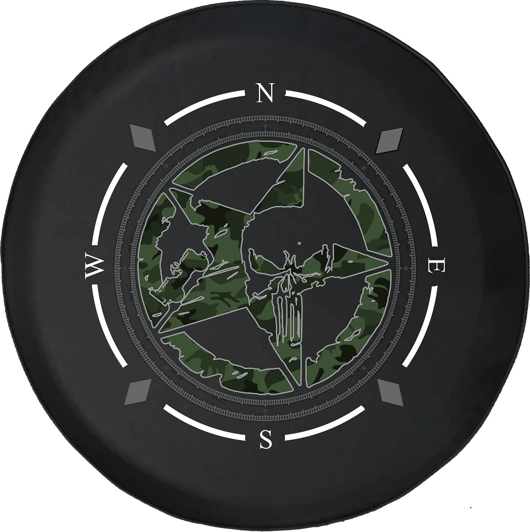 American Unlimited Spare Tire Cover - Military Camo Star Skull Design - Universal Fit for SUV, Trailer, RV & Most Vehicles | Durable Wheel Accessory for Off-Road Adventures & Outdoor Camping
