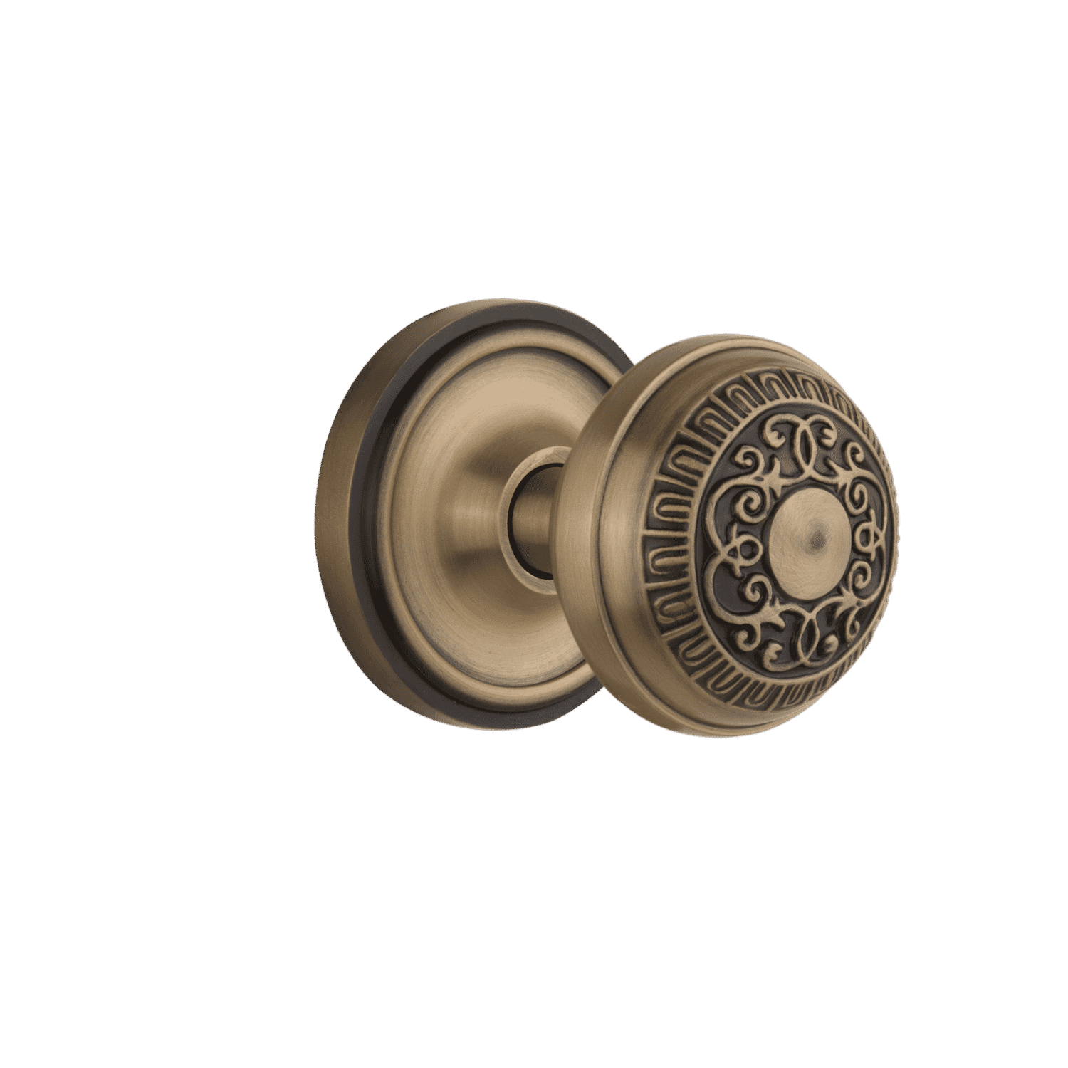 Antique Brass Classic Rosette with Egg & Dart Knob - Vintage Cabinet & Furniture Hardware for Home Decor & DIY Projects