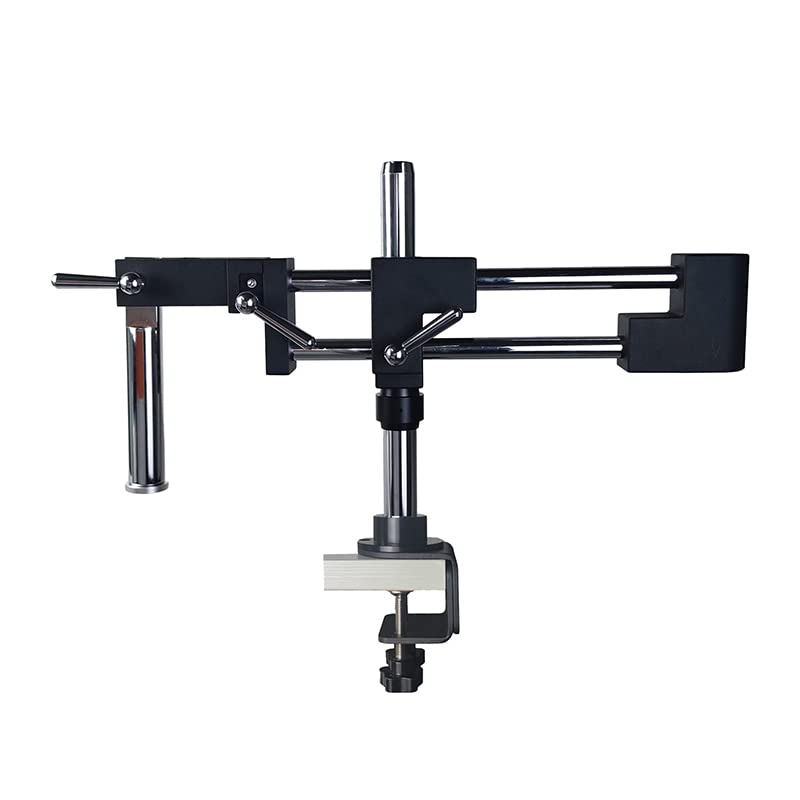 Adjustable Microscope Stand Arm with Clamp - Double Boom Holder Bracket for Lab, Industrial & Stereo Microscopes | Compatible with Trinocular Cameras, Phones & Soldering Tools (Black) | Perfect for Research, Repair & Precision Work