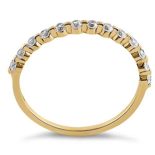 14K Solid Yellow Gold Round Row CZ Ring – Elegant Cubic Zirconia Jewelry for Women, Perfect for Weddings, Anniversaries & Special Occasions