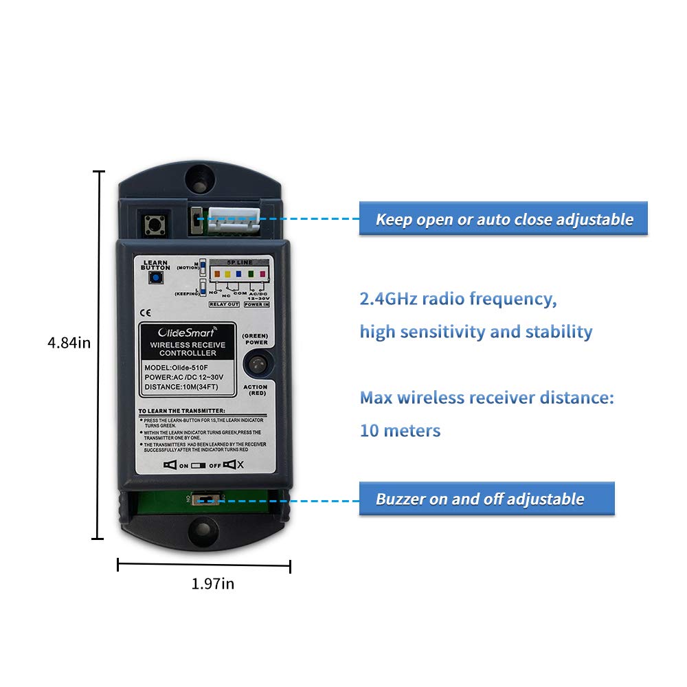 Olideauto Black Wireless Commercial Electric Swing Door Opener with 4.5