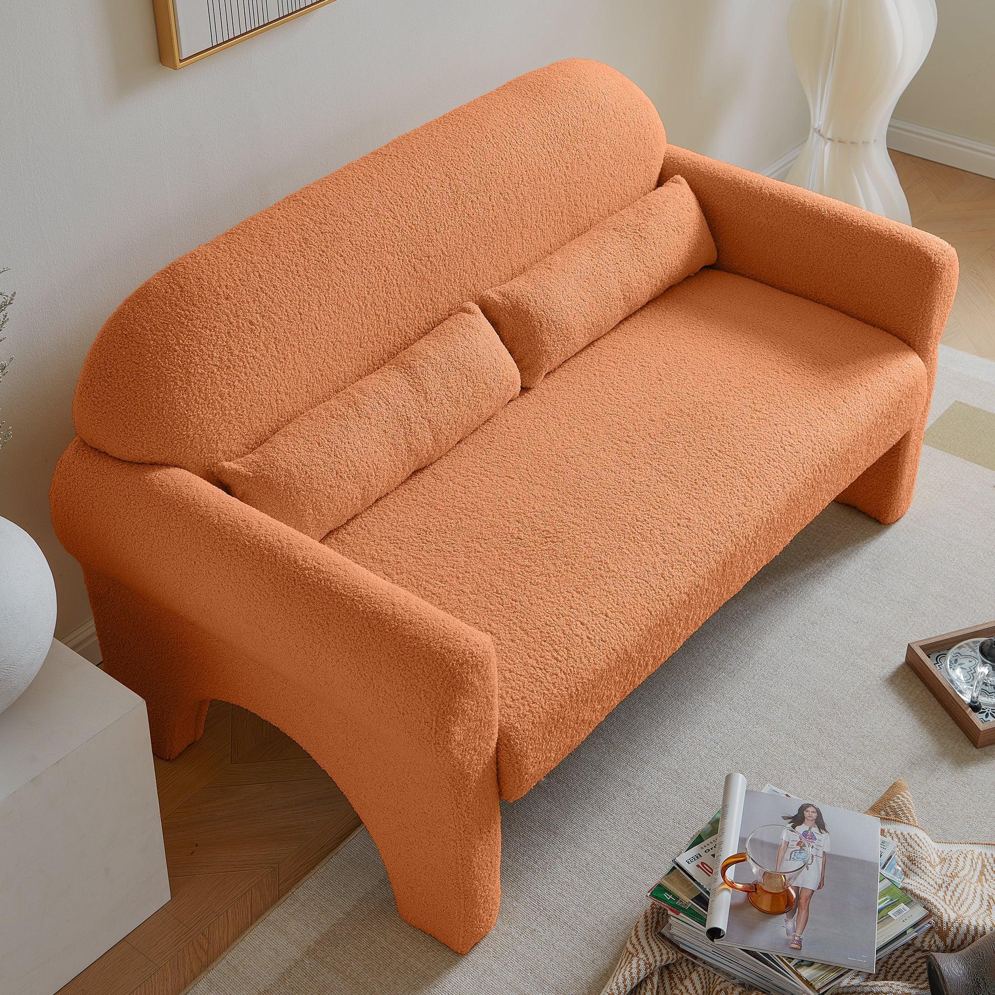 Modern Lambs Wool Fabric Loveseat Sofa for Living Room - Cozy 2-Seater Couch with Soft Upholstery | Perfect for Small Spaces, Apartments & Cozy Home Decor