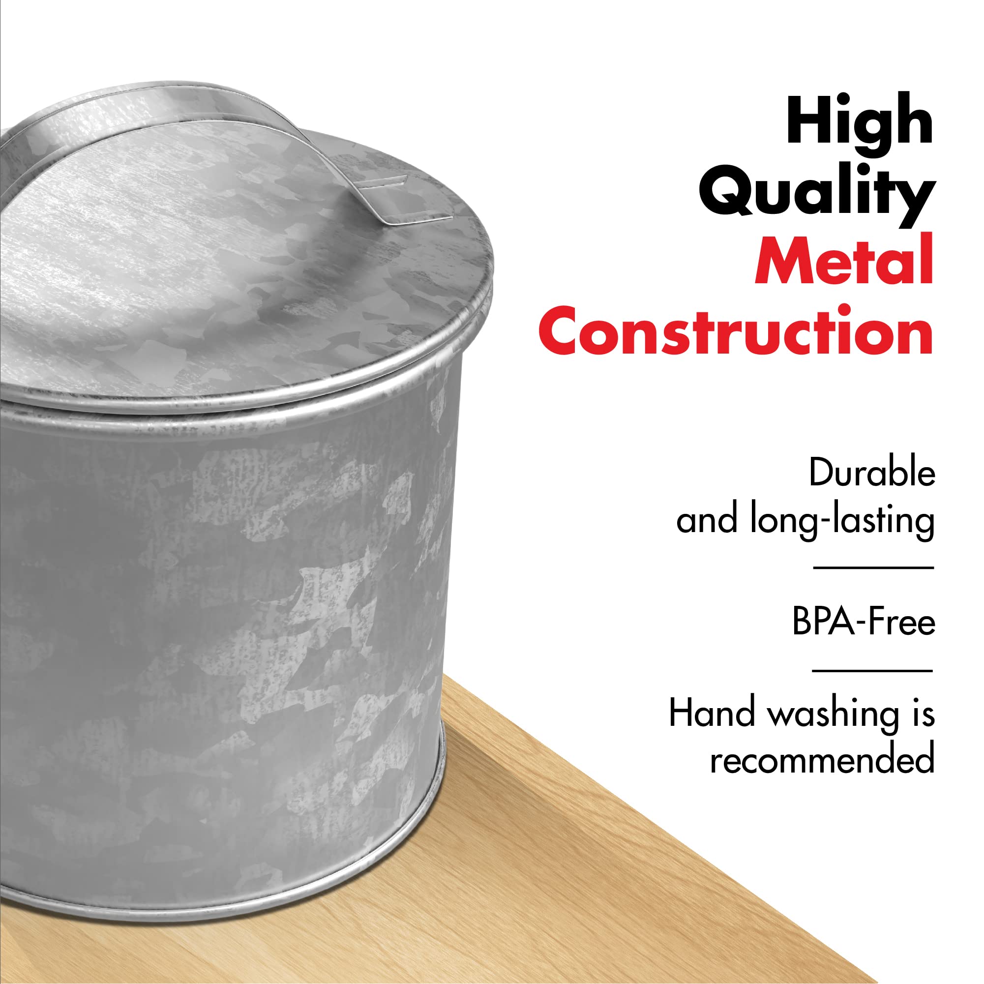 Amici Home Newport 30oz Galvanized Metal Canister - Airtight Dry Food Storage Container for Kitchen Countertop | Farmhouse & Rustic Decor | Perfect for Storing Coffee, Flour, Sugar & Pantry Items (Silver)
