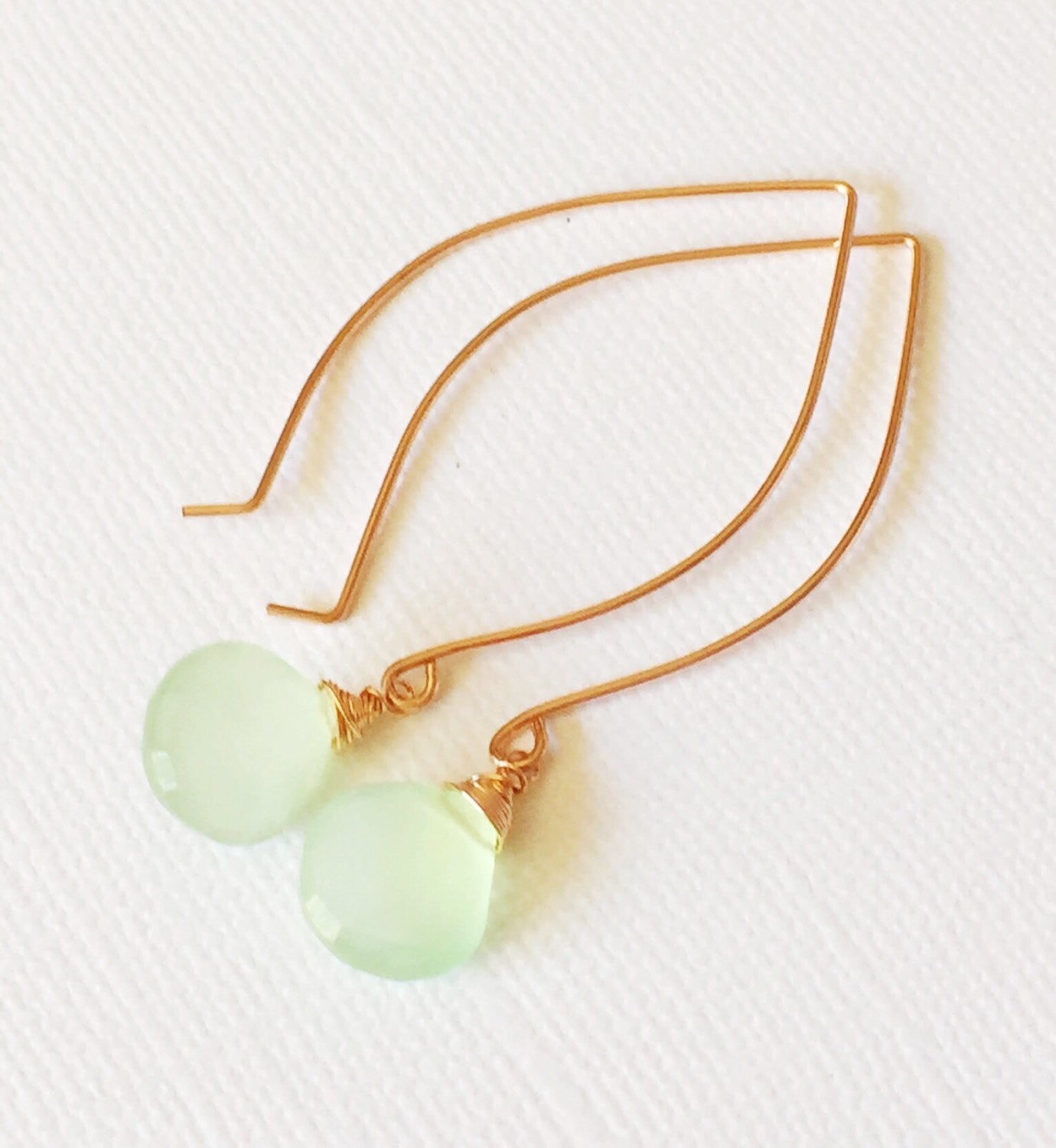 Kalena Earrings - Genuine Mint Chalcedony Gemstone Jewelry (E200) | Elegant Dangle Earrings for Women, Perfect for Parties, Weddings & Everyday Wear