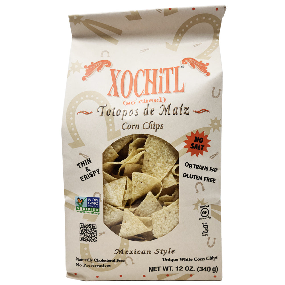 Xochitl No Salt Corn Chips - 12 oz Bag | Gluten-Free, Non-GMO, Vegan Snacks | Perfect for Parties, School Lunches & Healthy Snacking