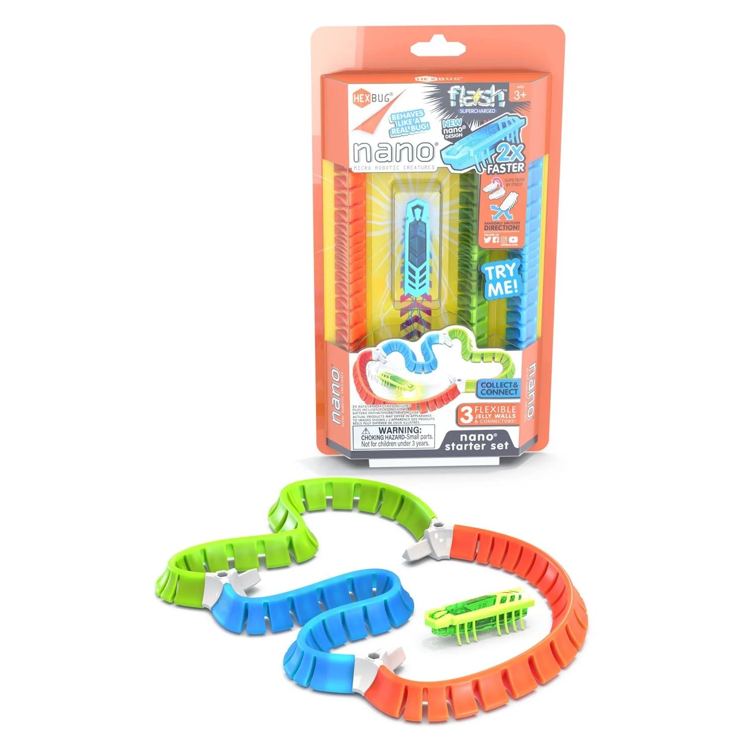 Hex Bug Flash Nano Starter Set - Assorted Colors | Mini Robotic Toy for Kids | STEM Learning & Interactive Play | Perfect for Birthday Gifts & Indoor Games