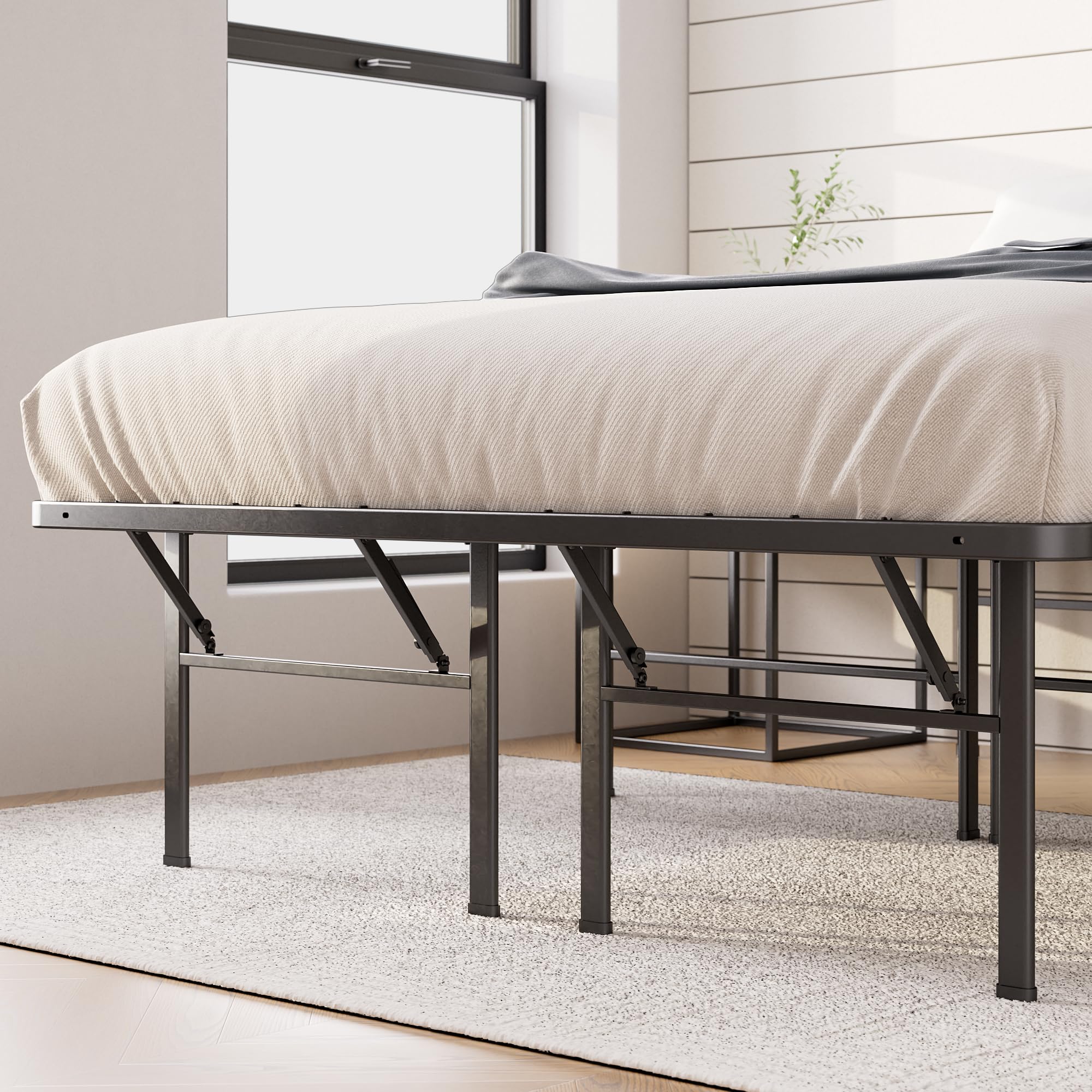 ZINUS SmartBase Heavy Duty 16 Inch Metal Platform Bed Frame - No Box Spring Needed, Sturdy Steel Frame with Underbed Storage, King Size - Perfect for Modern Bedrooms & Guest Rooms