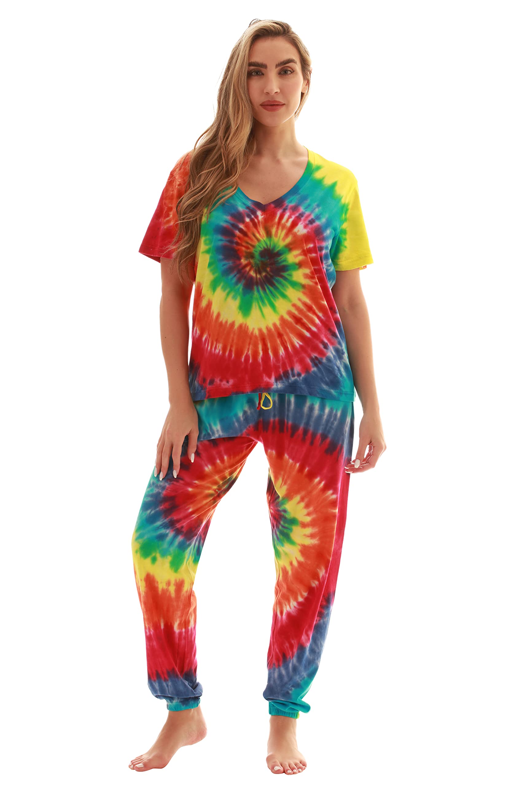 Just Love Pajama Jogger Pant Set - Soft Sleepwear Pjs for Women & Men in Buffalo Plaid & Tie Dye Patterns | Cozy Lounge Wear for Home, Travel & Relaxation