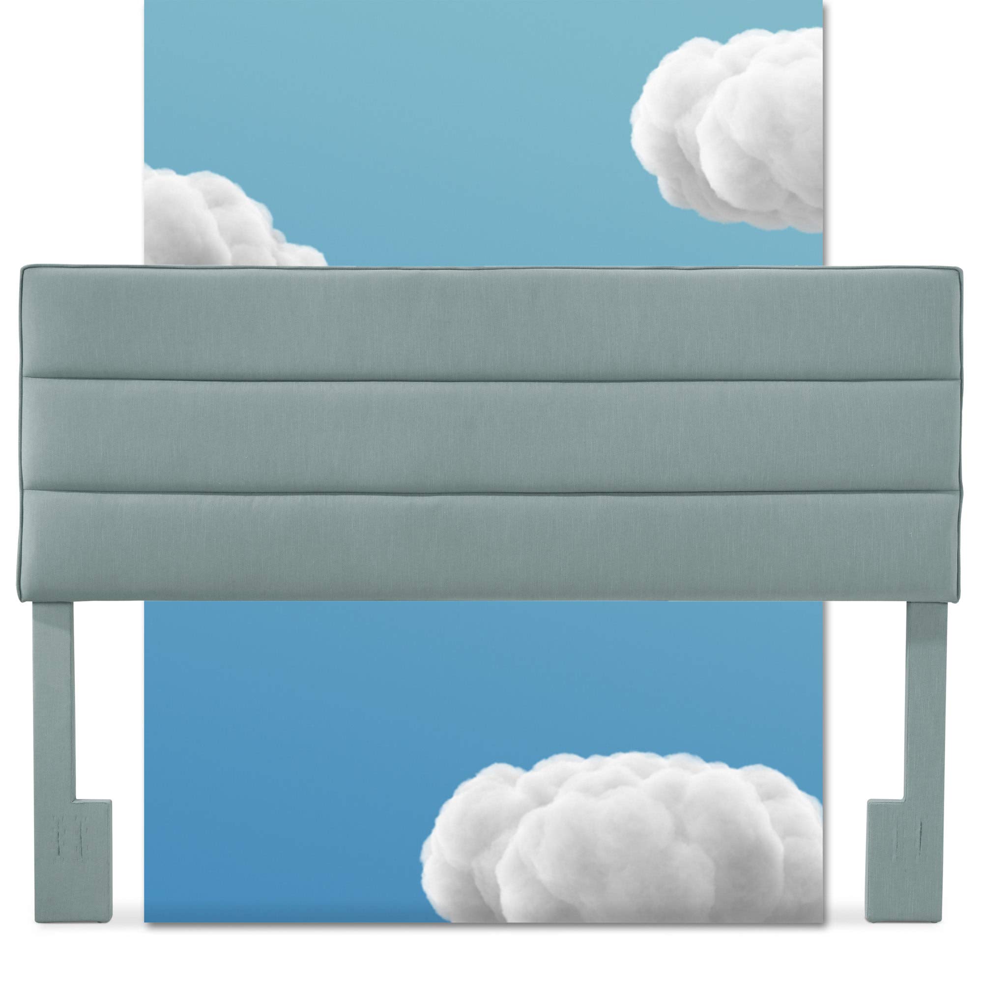 Serta Palisades Collection Upholstered Padded Headboard - Modern Tufted Design with Soft Linen-Textured Fabric, Eastern King Size, Navy Blue - Perfect for Master Bedroom Decor & Luxury Bed Frame Enhancement